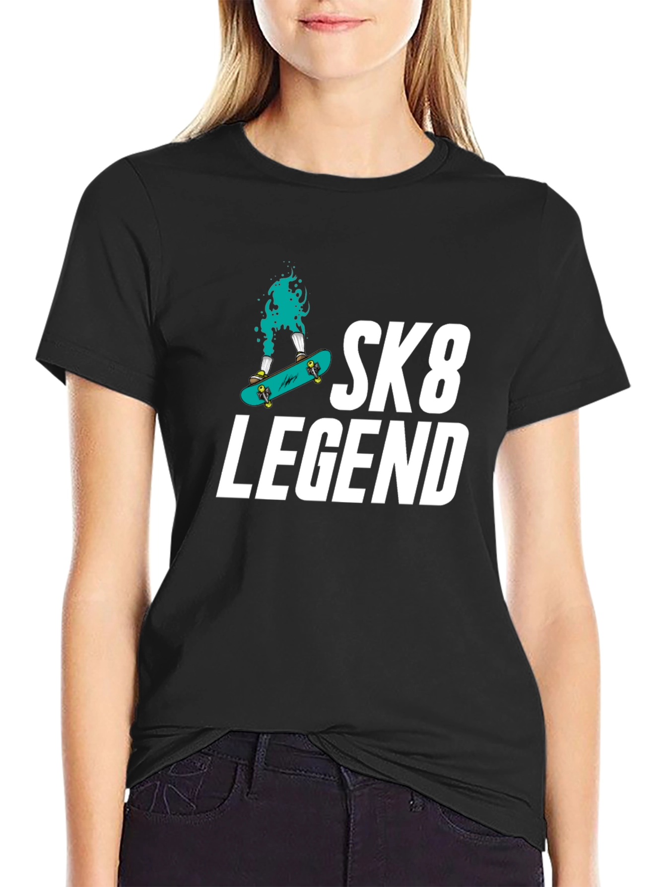 Sk8 Legend Graphic Tee - Black Cotton Blend T-Shirt