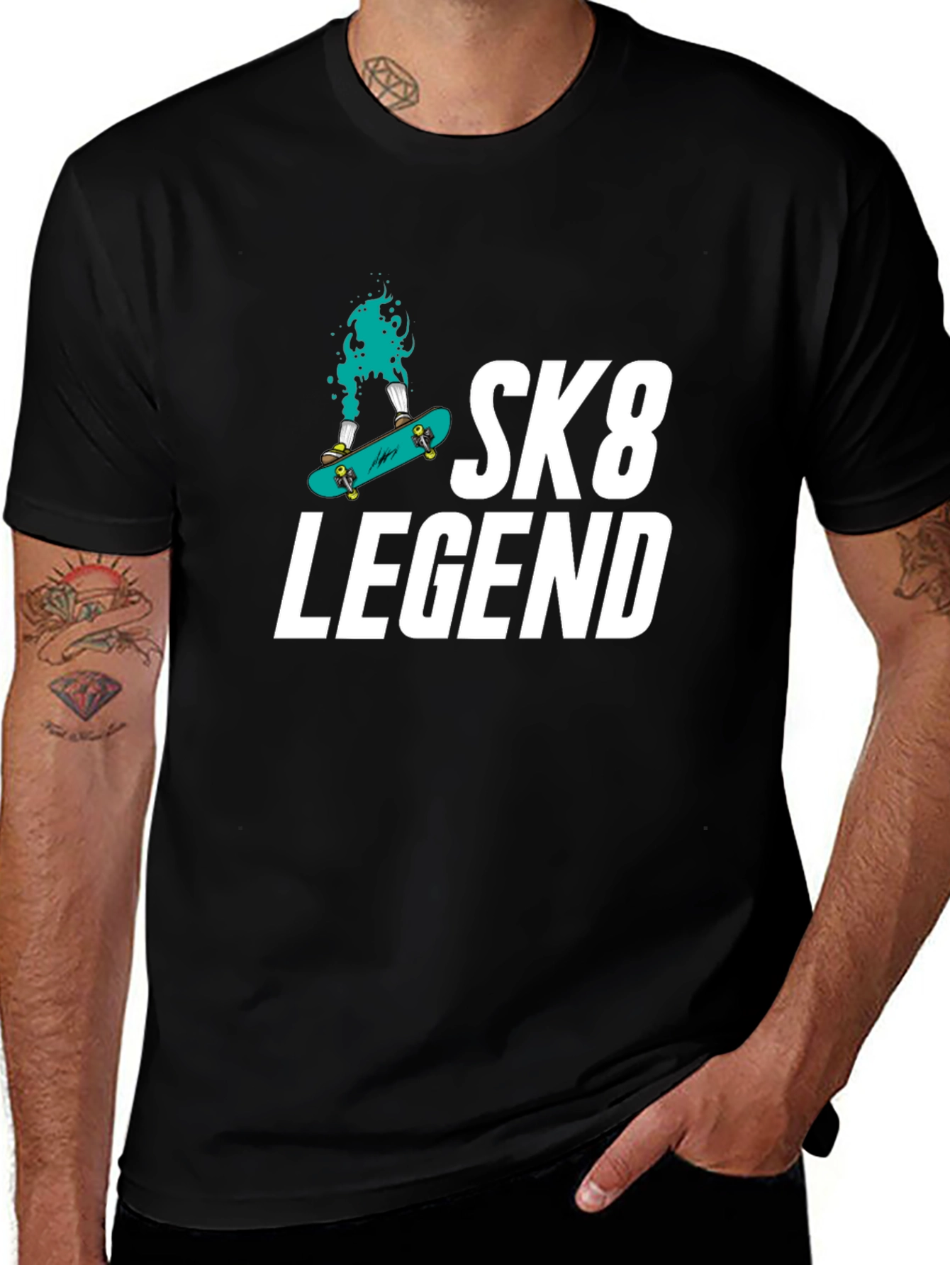 Sk8 Legend Graphic Tee - Black Cotton Blend T-Shirt