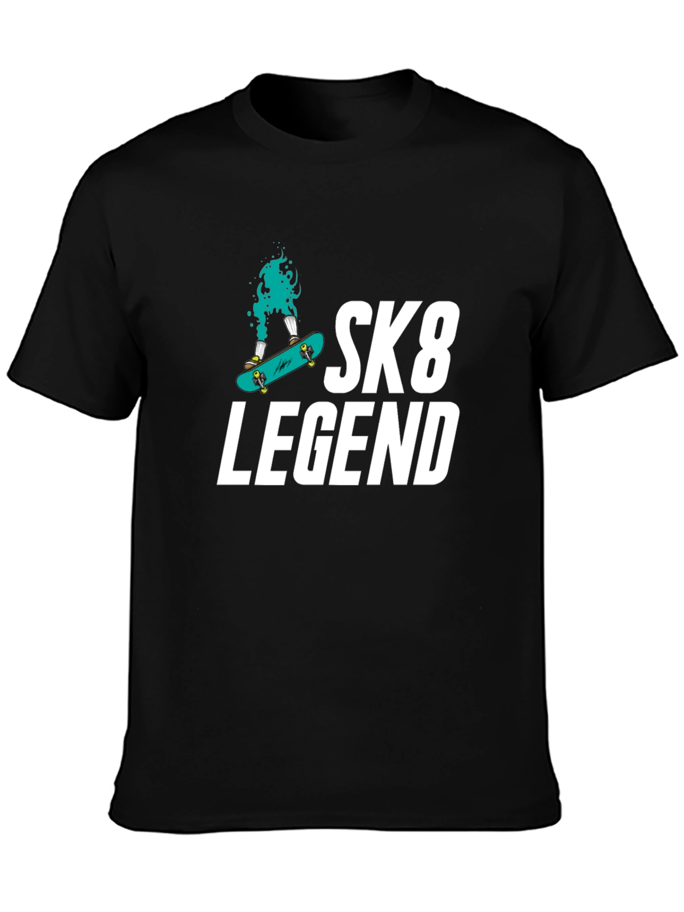 Sk8 Legend Graphic Tee - Black Cotton Blend T-Shirt