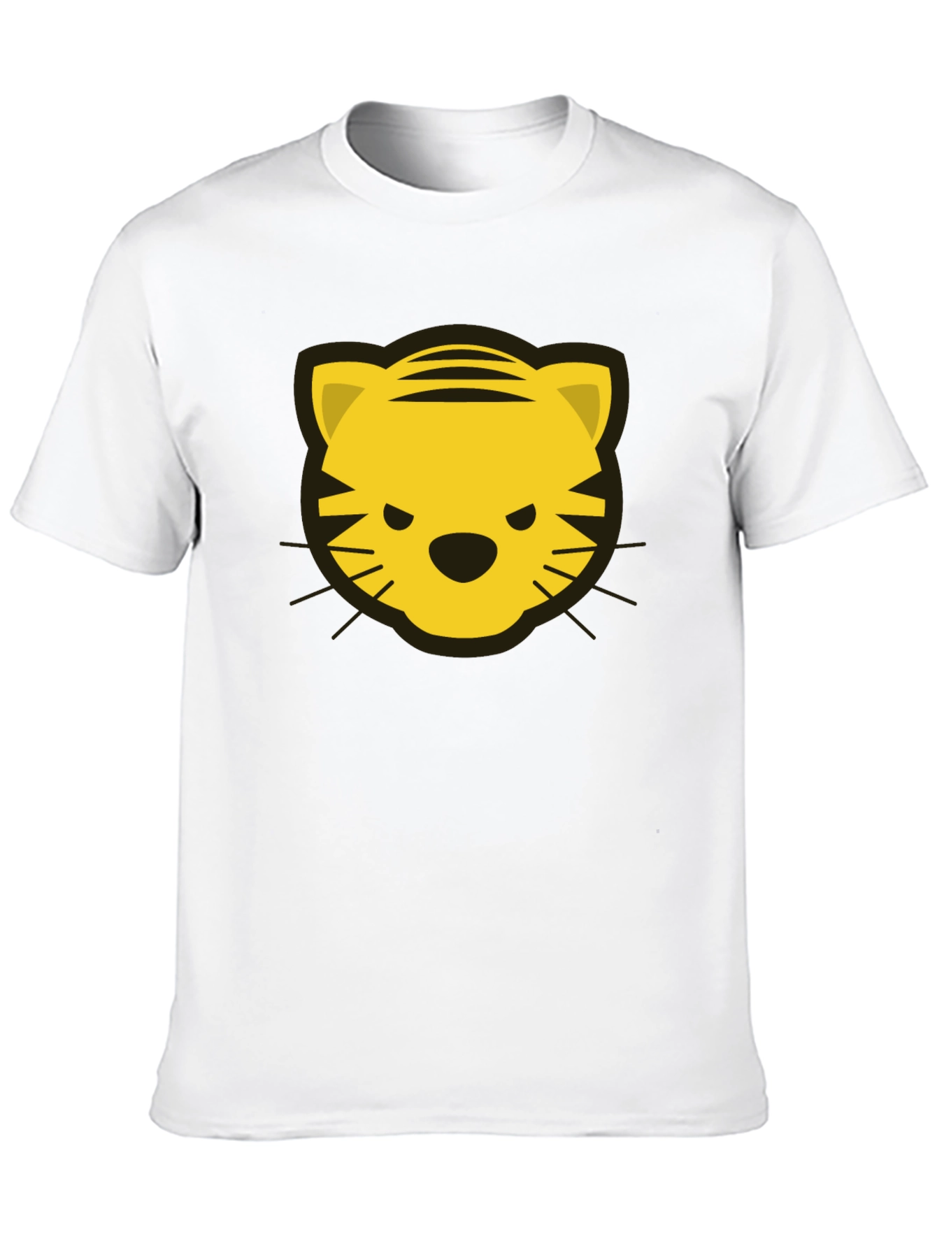 Tiger Face Graphic Tee - Black Cotton T-Shirt