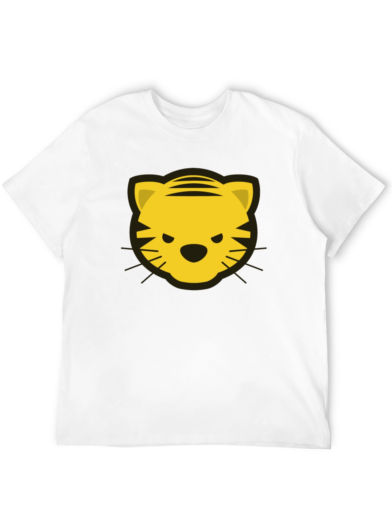 Tiger Face Graphic Tee - Black Cotton T-Shirt