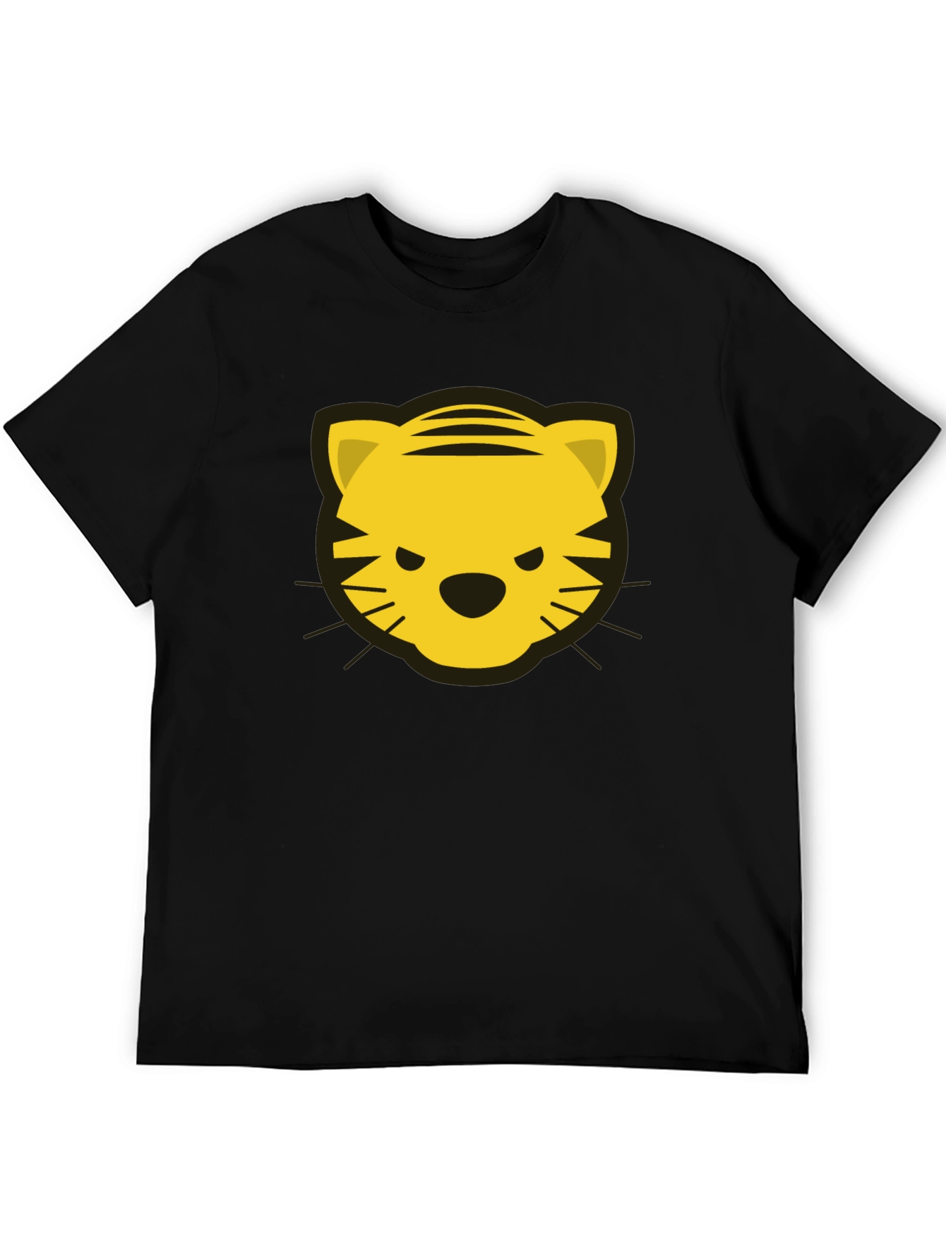 Tiger Face Graphic Tee - Black Cotton T-Shirt