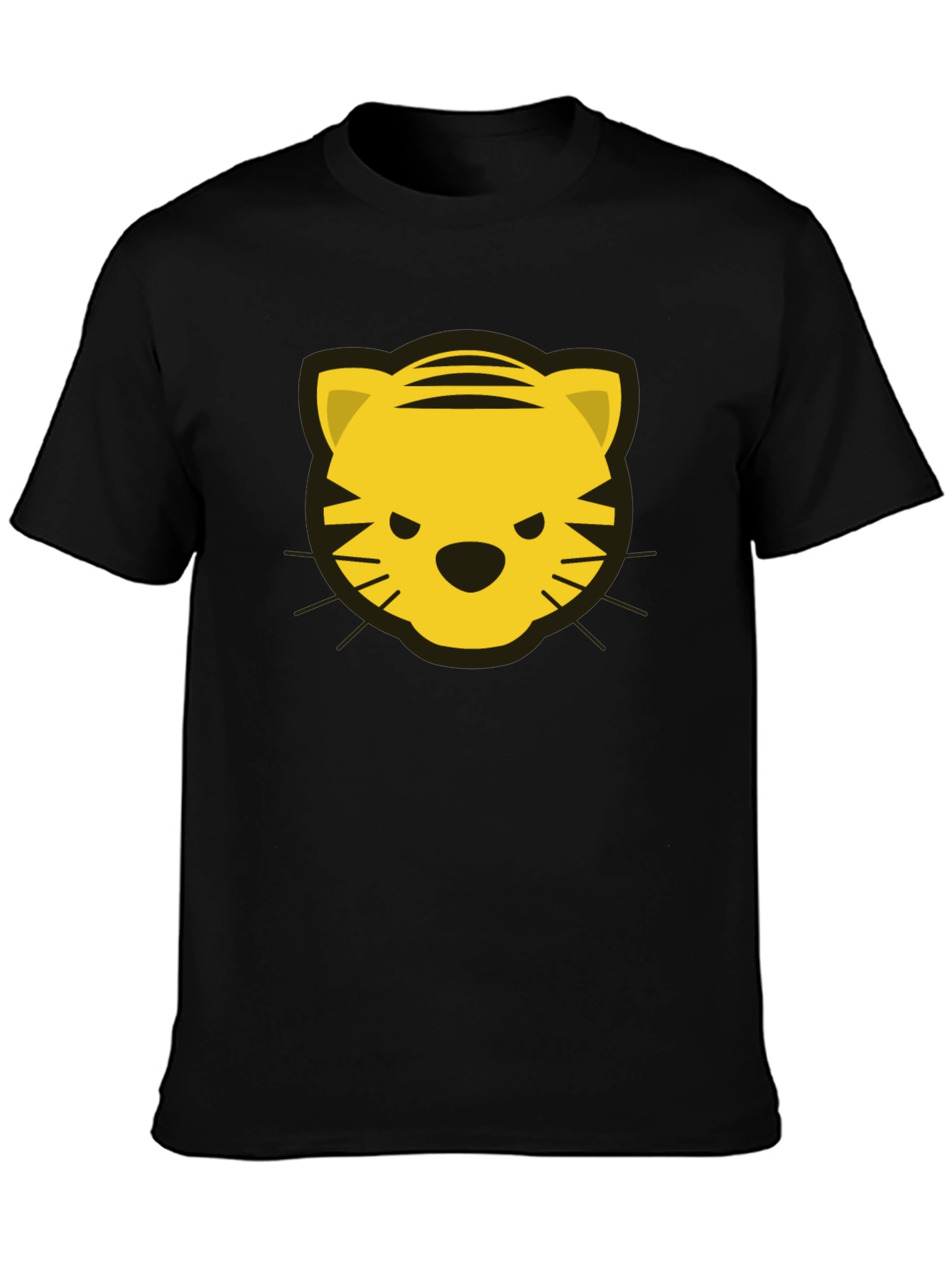 Tiger Face Graphic Tee - Black Cotton T-Shirt