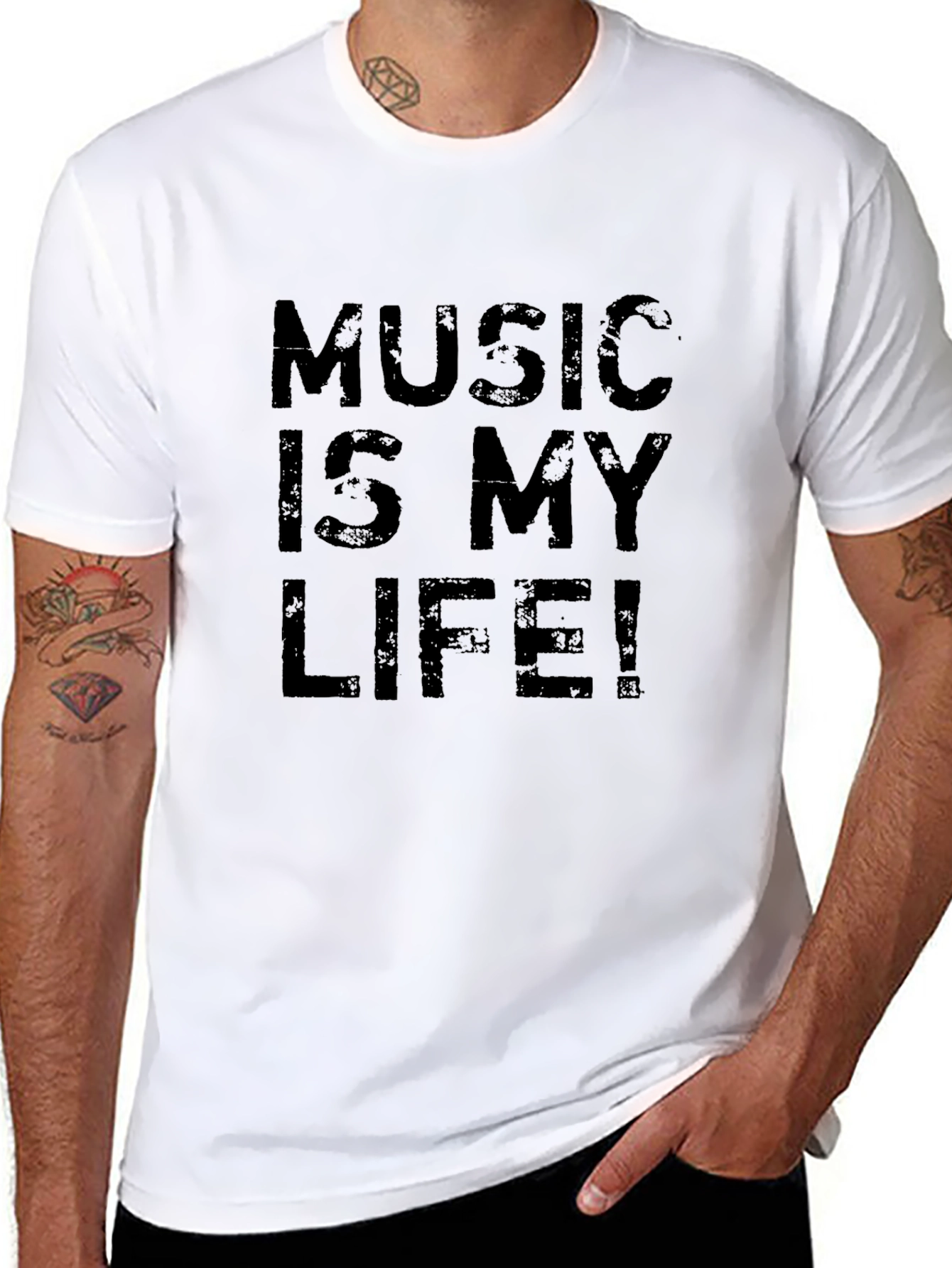 Music is My Life Graphic Tee - Black