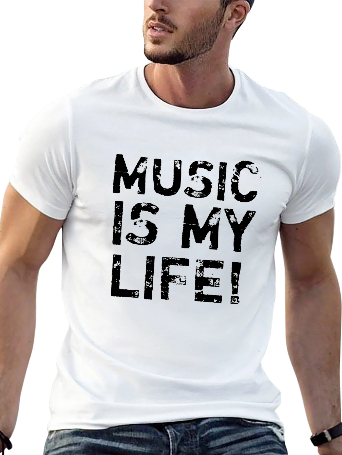 Music is My Life Graphic Tee - Black