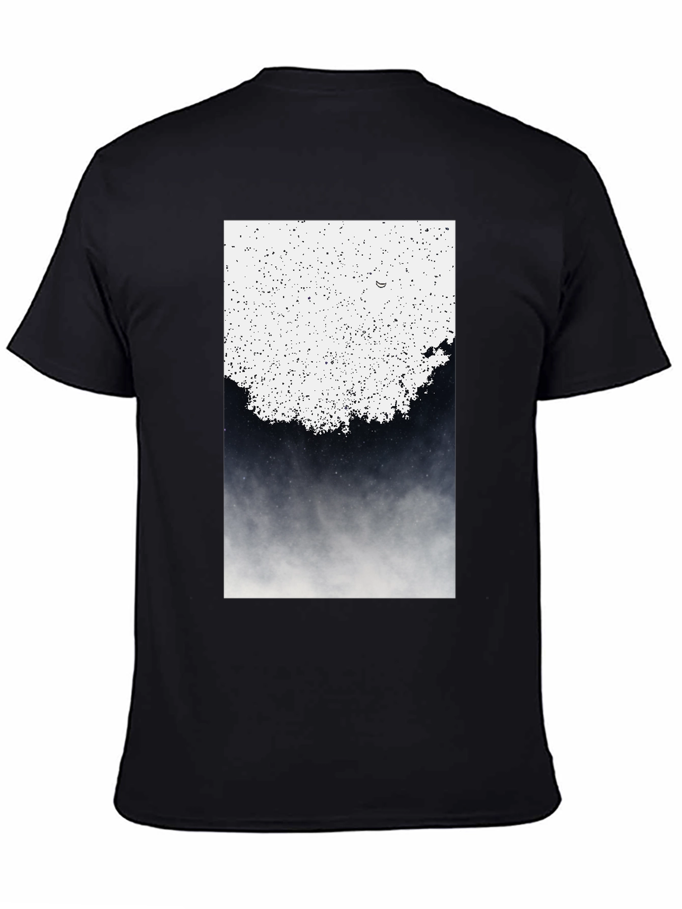 Abstract Celestial Print Black T-Shirt