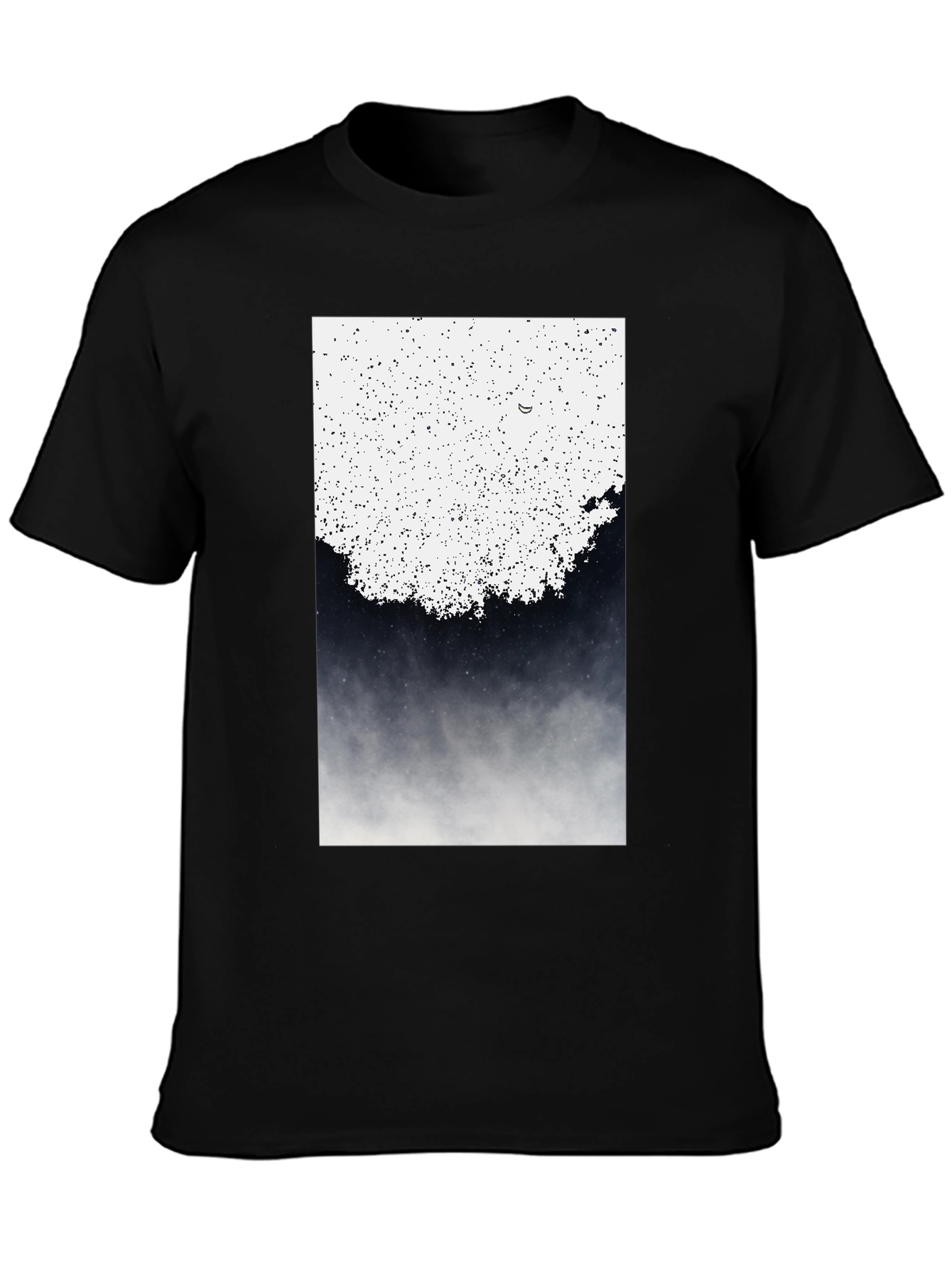 Abstract Celestial Print Black T-Shirt