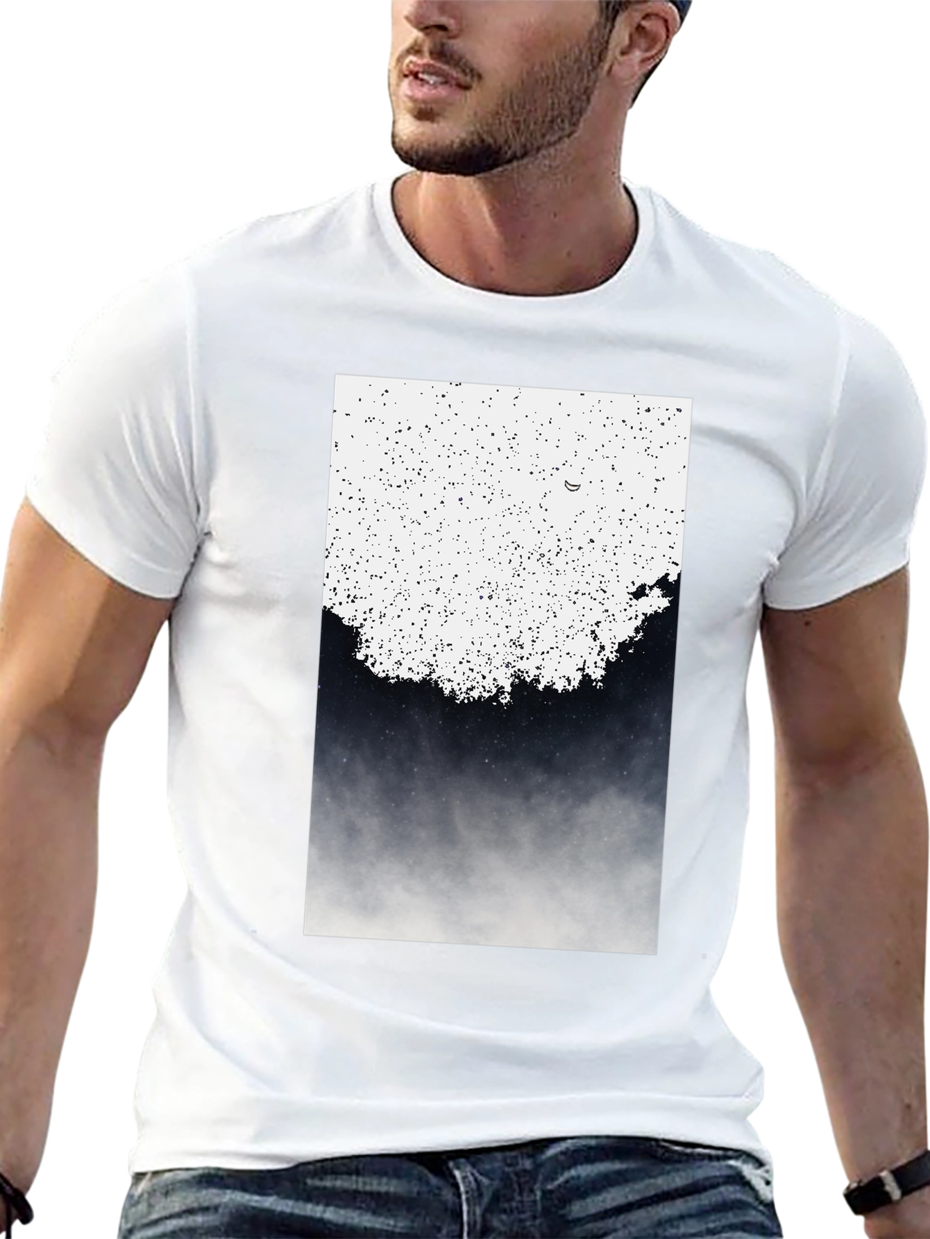 Abstract Celestial Print Black T-Shirt