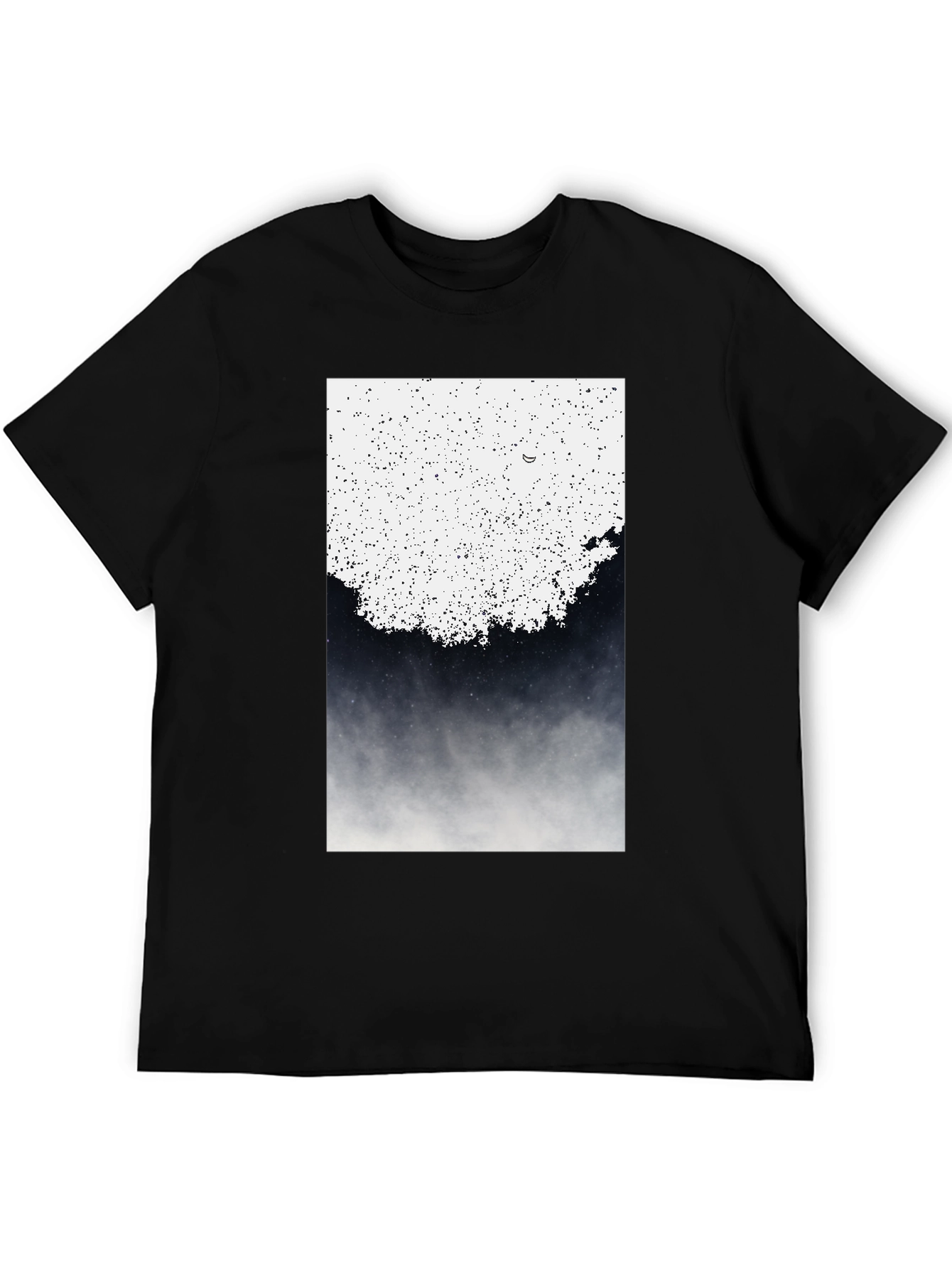 Abstract Celestial Print Black T-Shirt