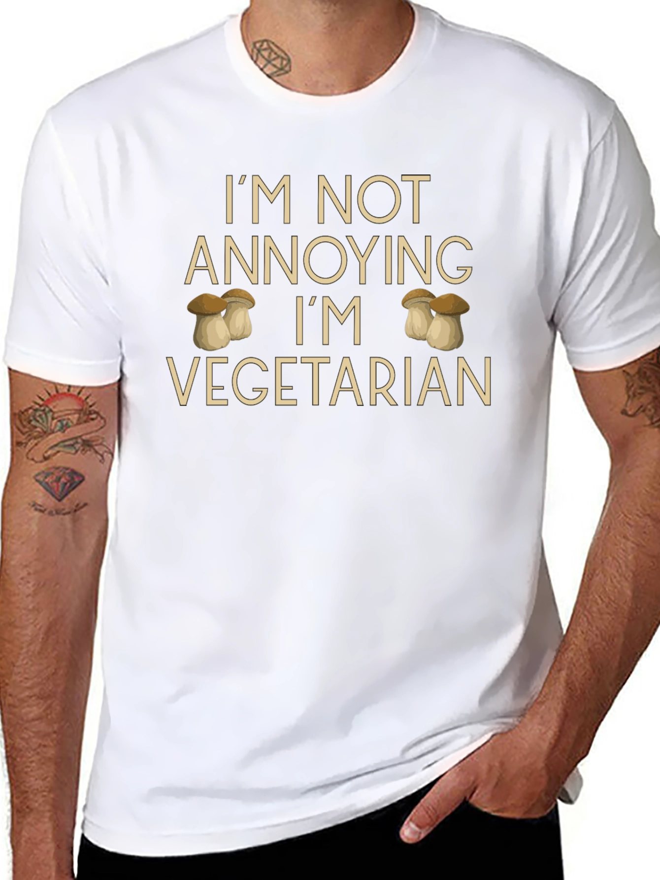 Vegetarian T-Shirt - Funny Mushroom Design