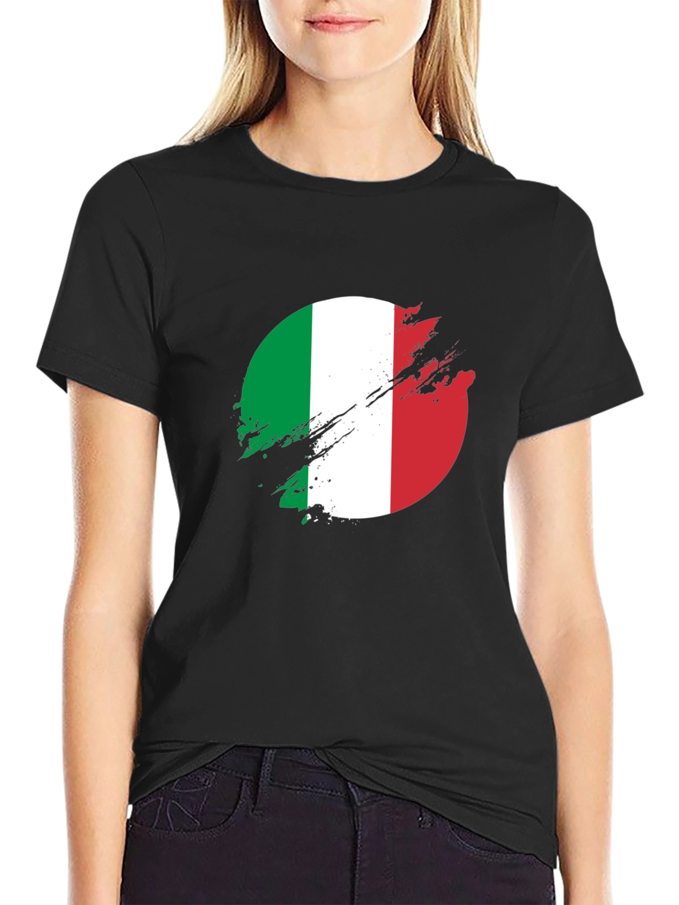 Italy Flag Graphic T-Shirt - Black