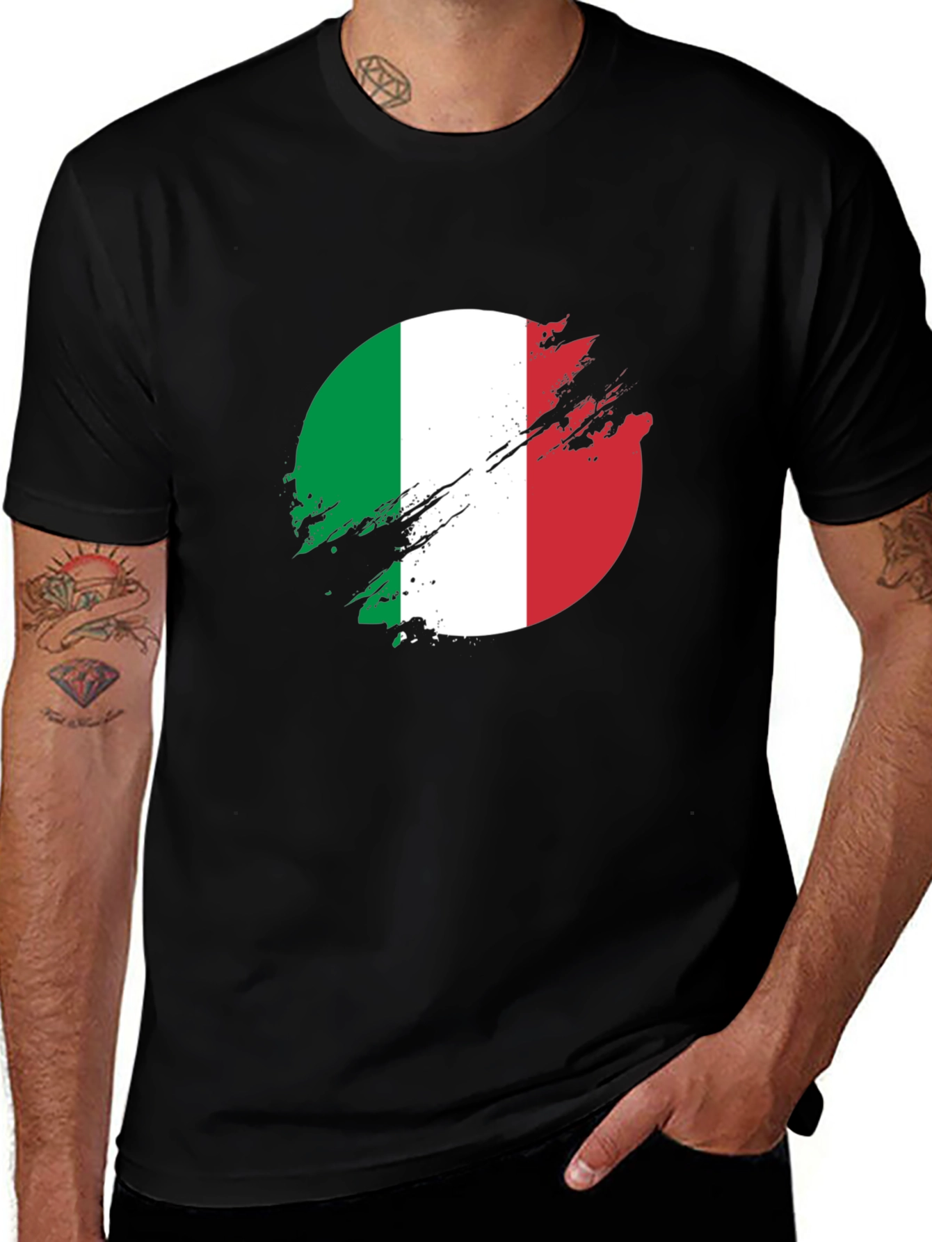 Italy Flag Graphic T-Shirt - Black