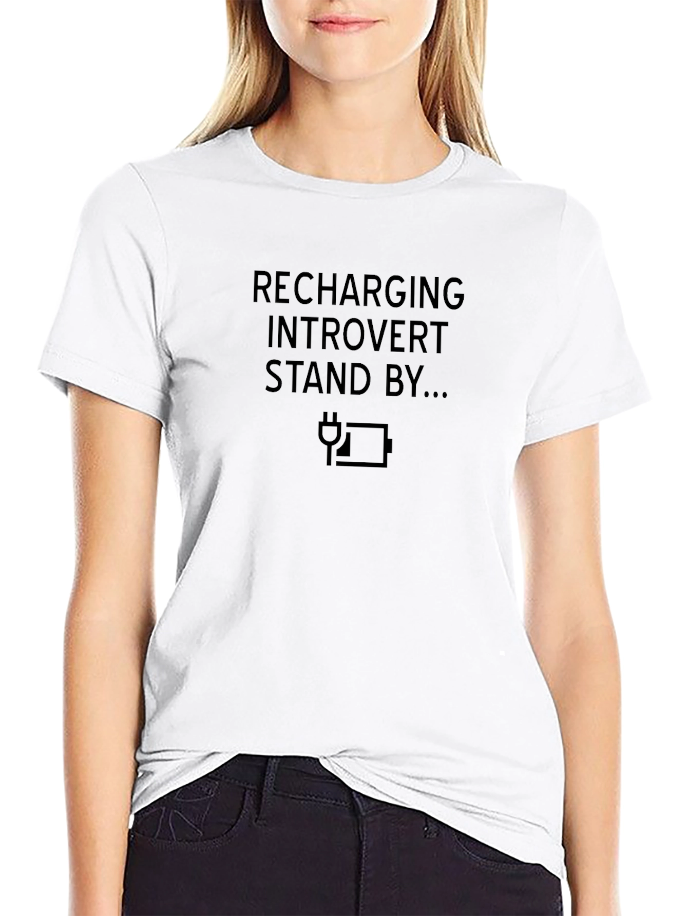 Recharging Introvert Graphic Tee - Black Cotton Comfort