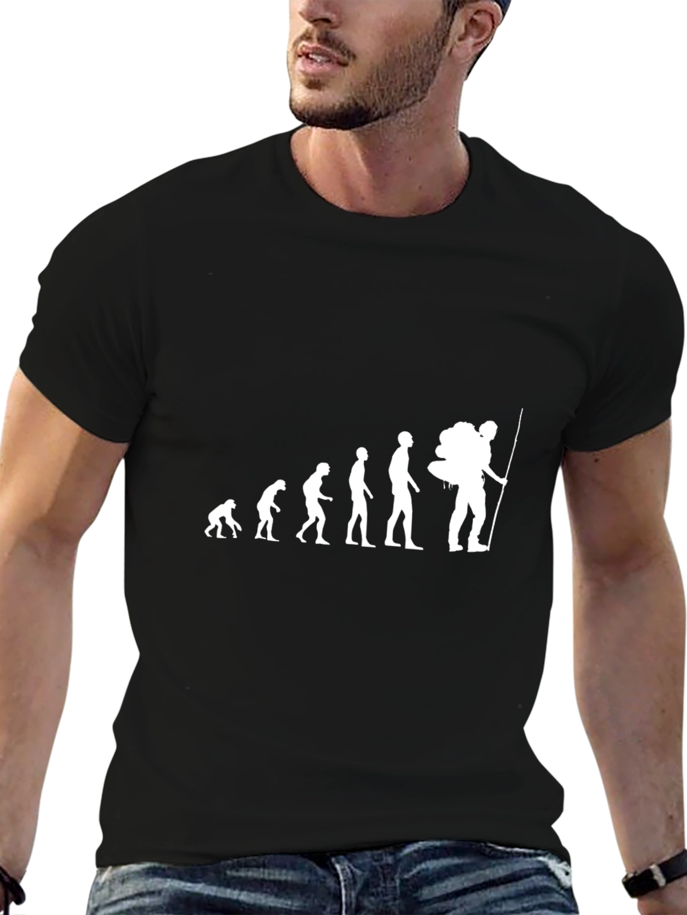 Evolution Hiker Graphic Tee - Black Cotton Shirt