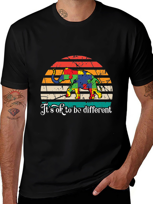 Autism Awareness Elephant T-Shirt - Its Ok To Be Different