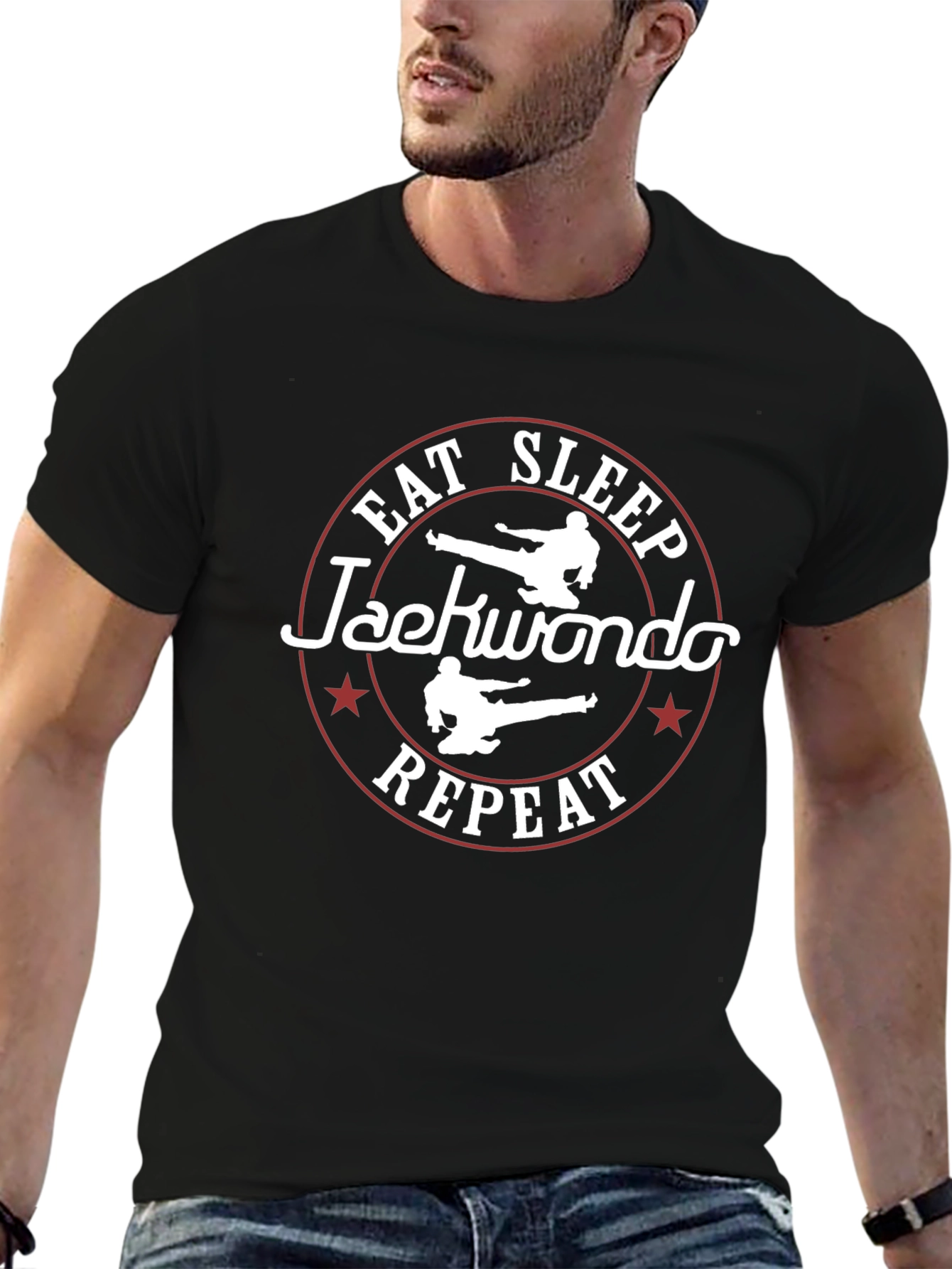 Eat Sleep Taekwondo Repeat Black Graphic Tee