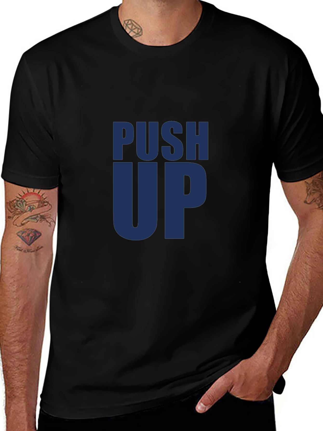 Push Up Graphic Tee - Mens Black T-Shirt