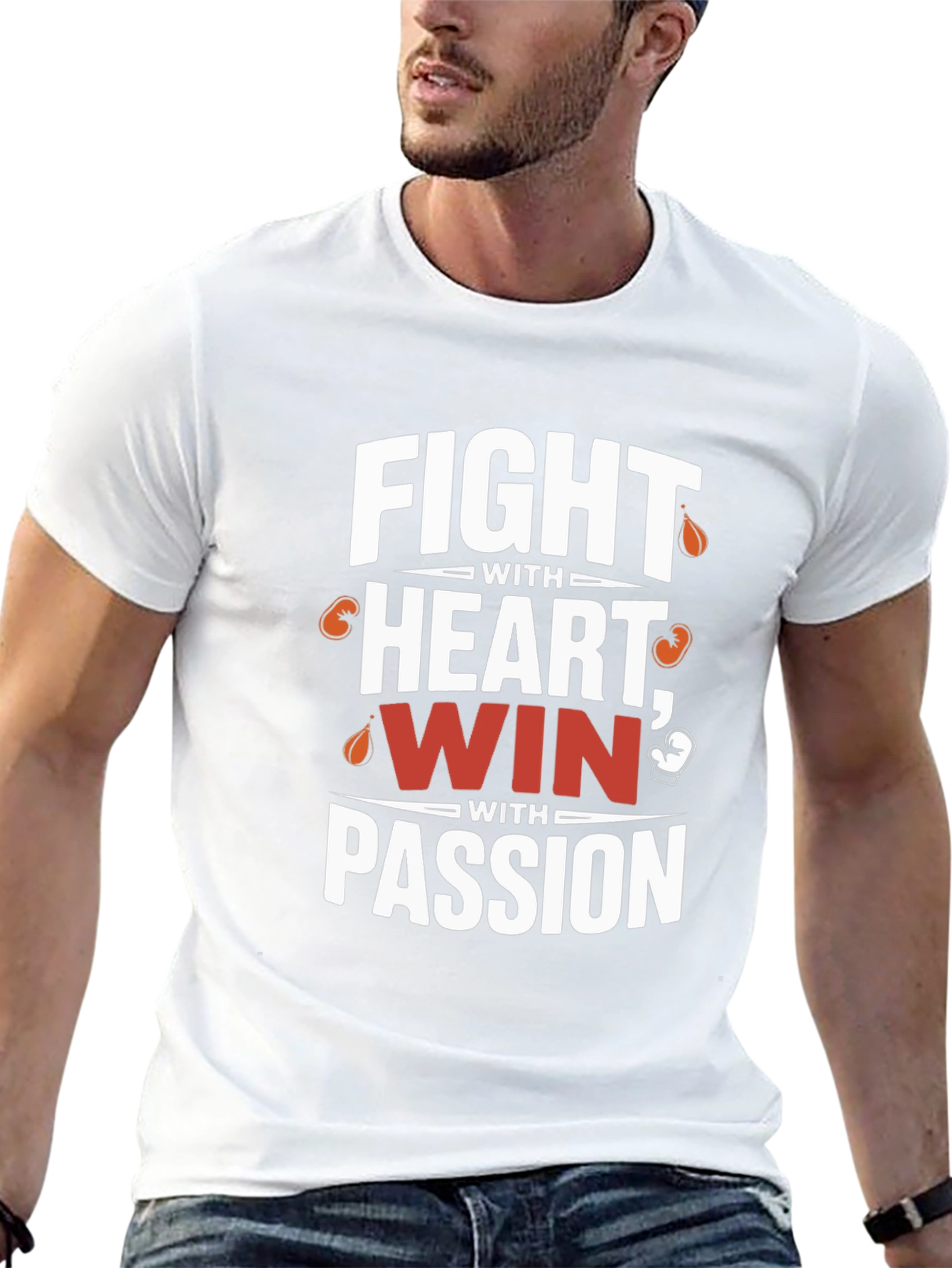 Fight with Heart Graphic Print T-Shirt