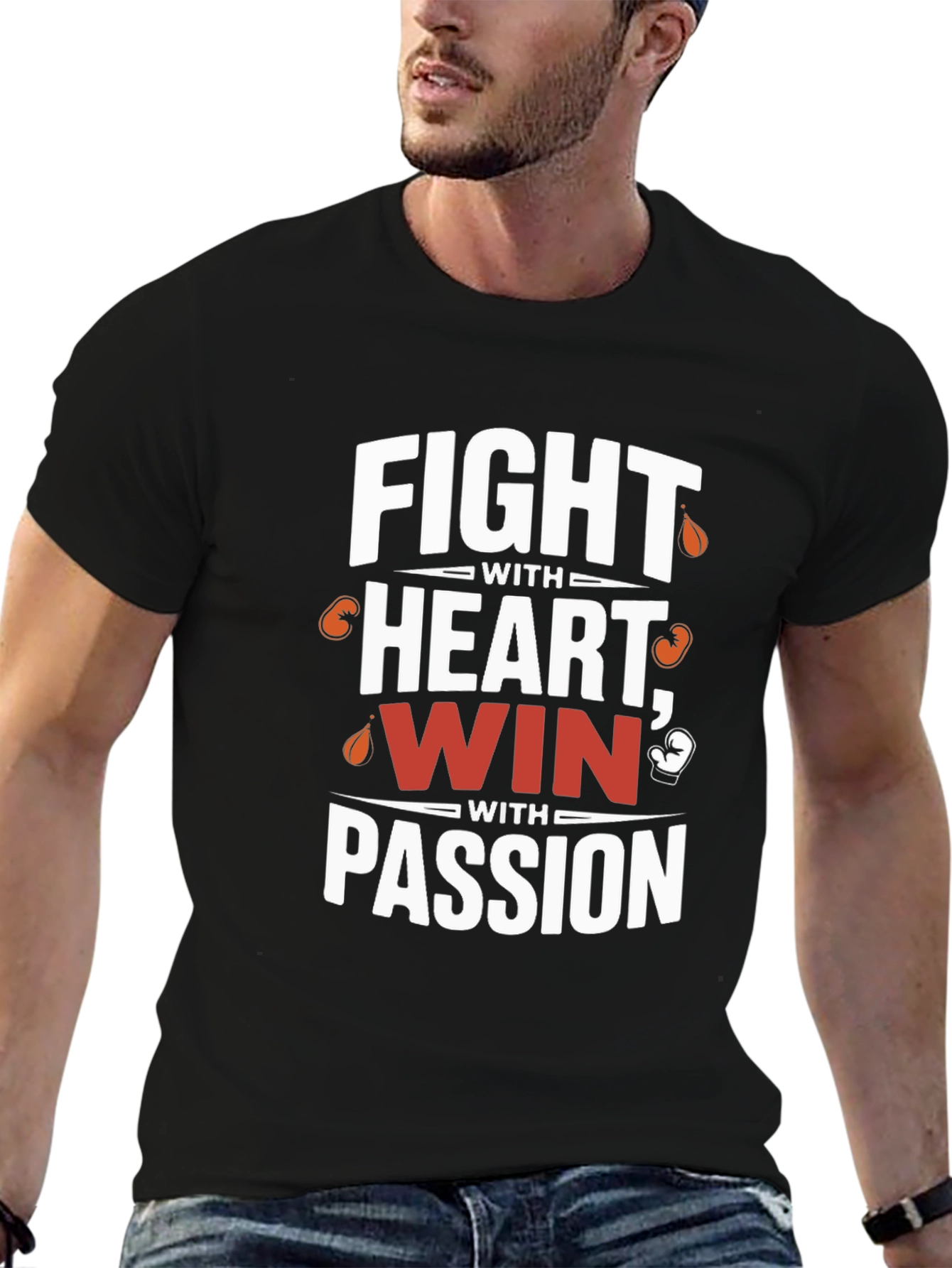 Fight with Heart Graphic Print T-Shirt