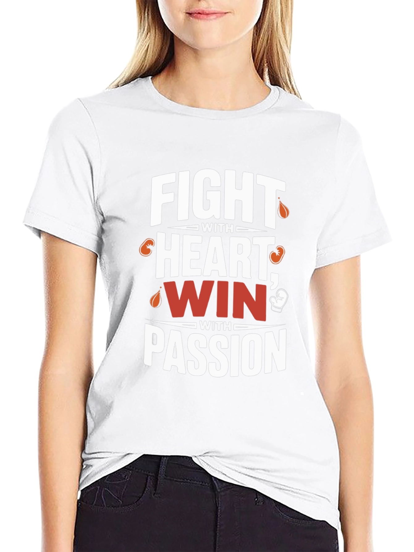 Fight with Heart Graphic Print T-Shirt