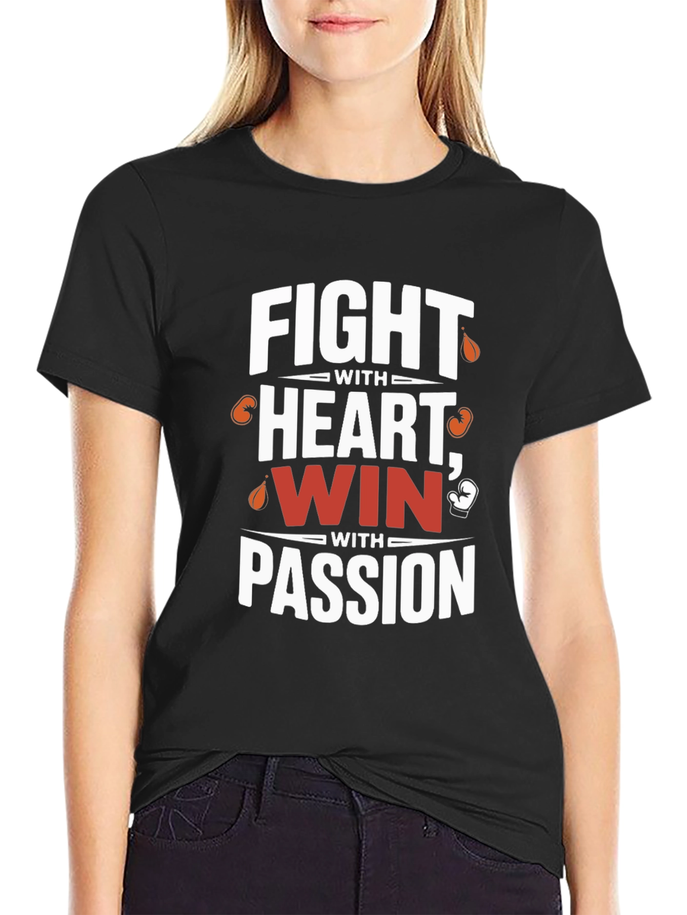 Fight with Heart Graphic Print T-Shirt