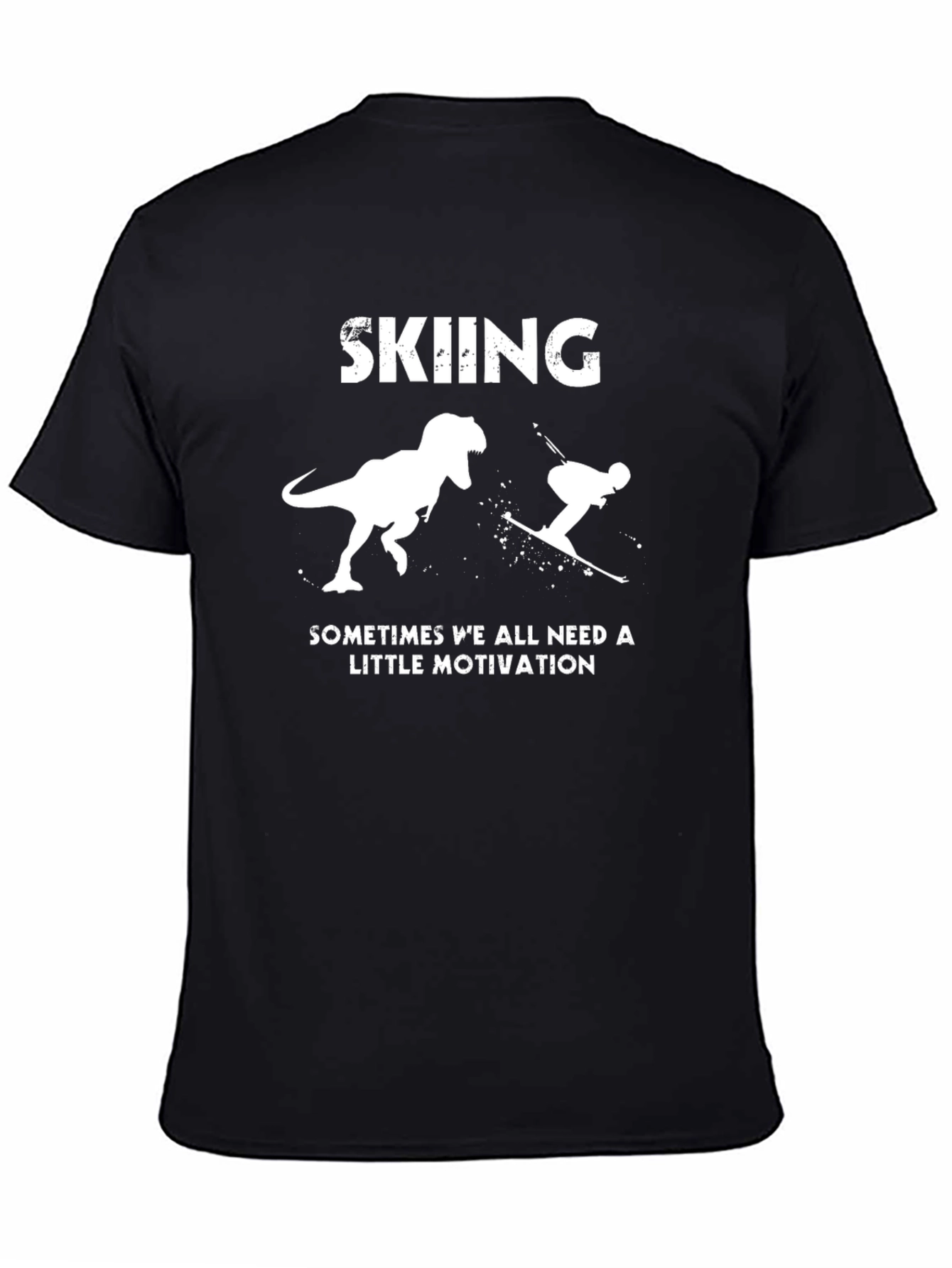 Skiing Dinosaur Motivation T-Shirt