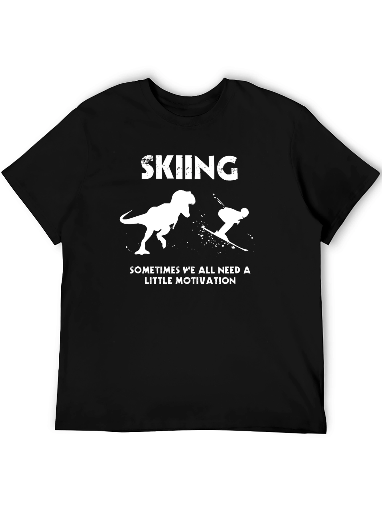 Skiing Dinosaur Motivation T-Shirt