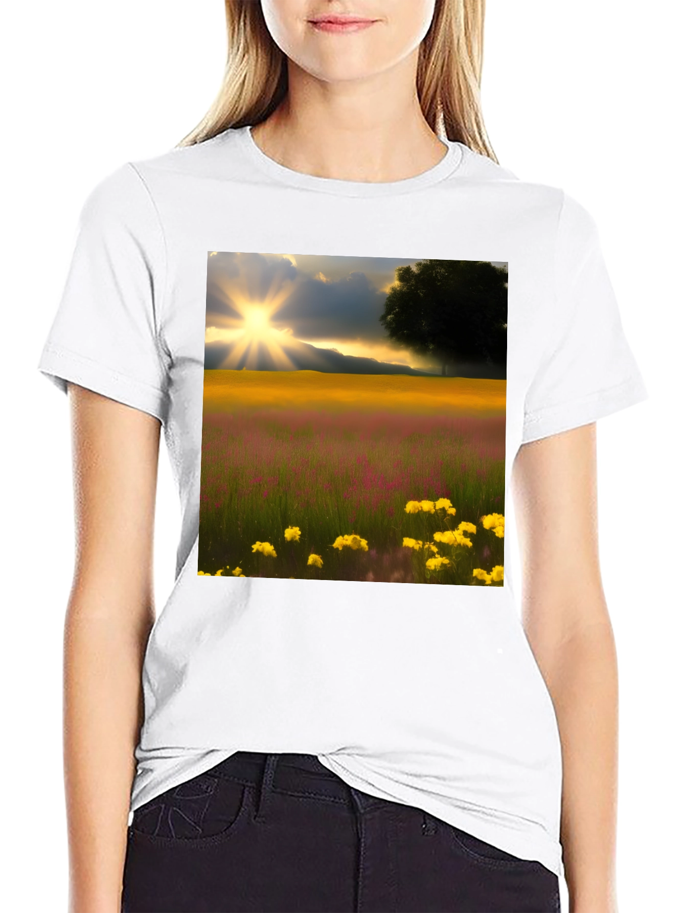 Scenic Field Graphic Tee - Black