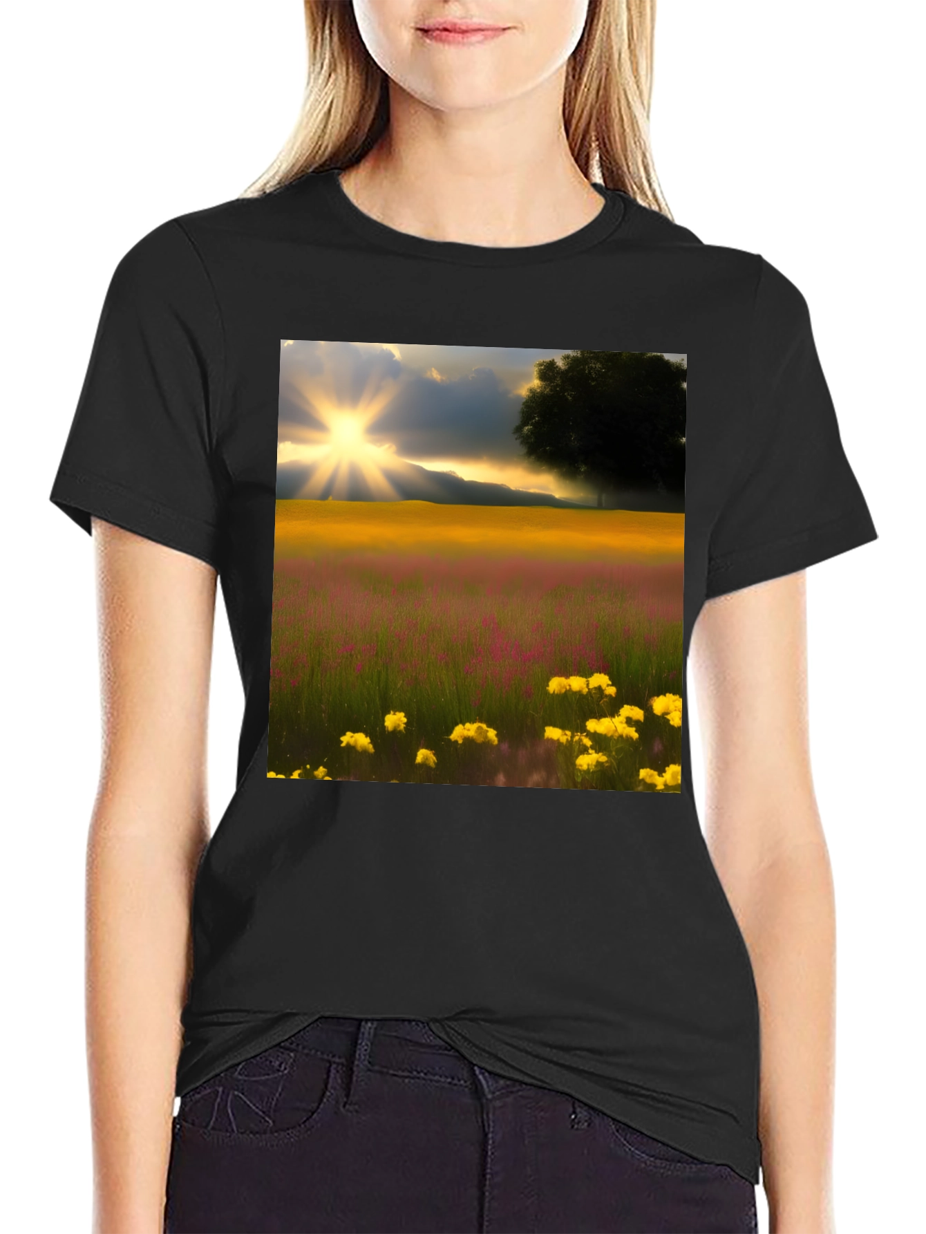 Scenic Field Graphic Tee - Black