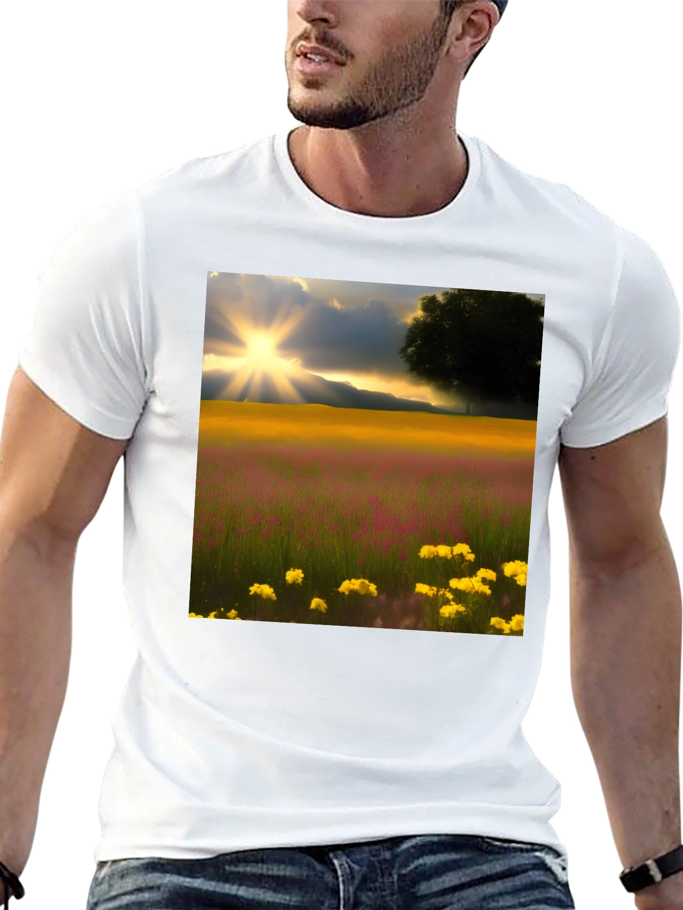 Scenic Field Graphic Tee - Black