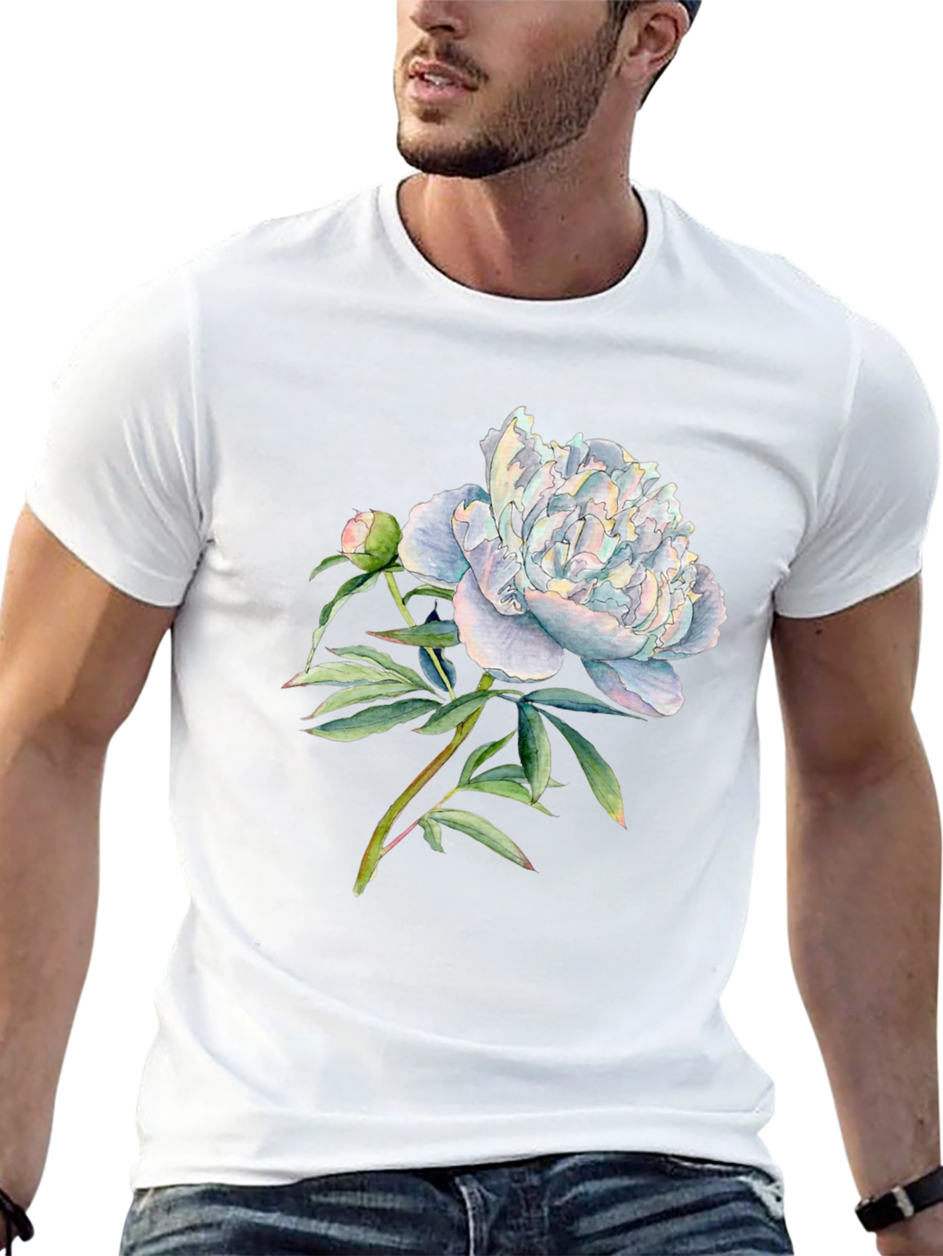 Floral Peony Graphic Black T-Shirt