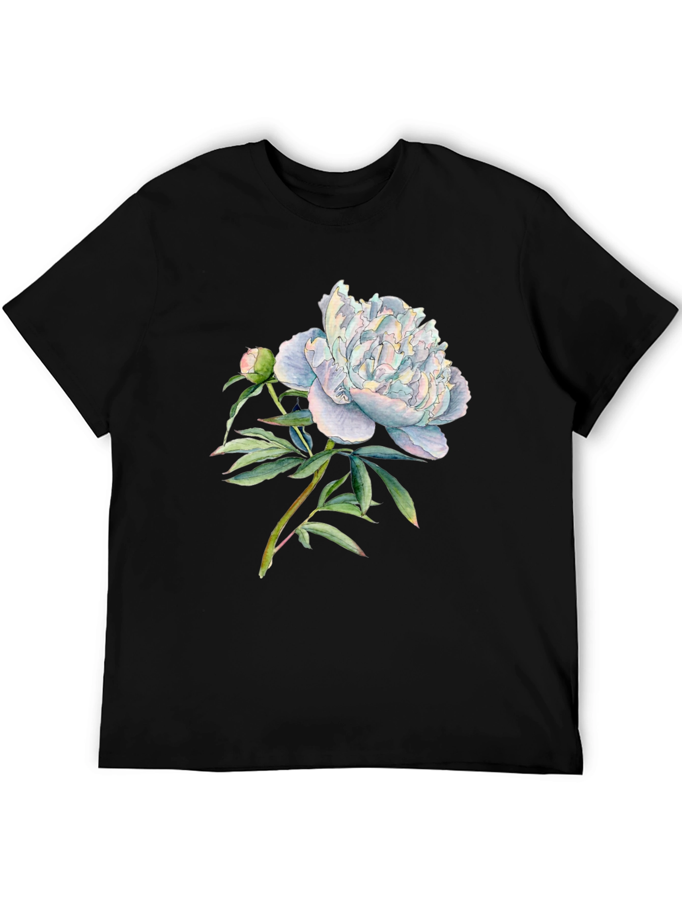 Floral Peony Graphic Black T-Shirt