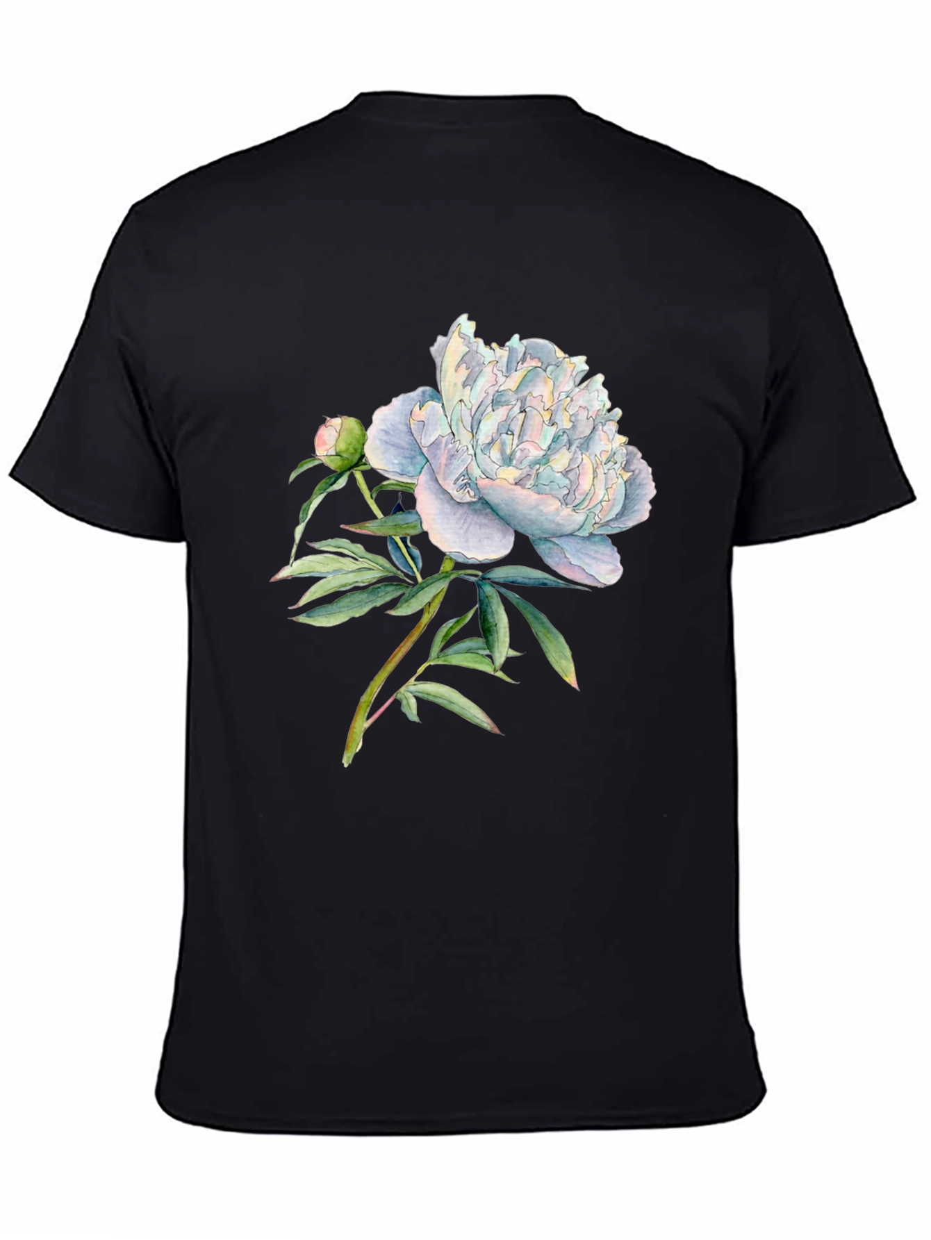 Floral Peony Graphic Black T-Shirt