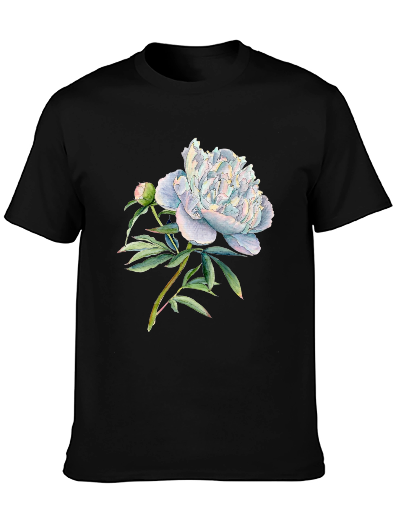 Floral Peony Graphic Black T-Shirt