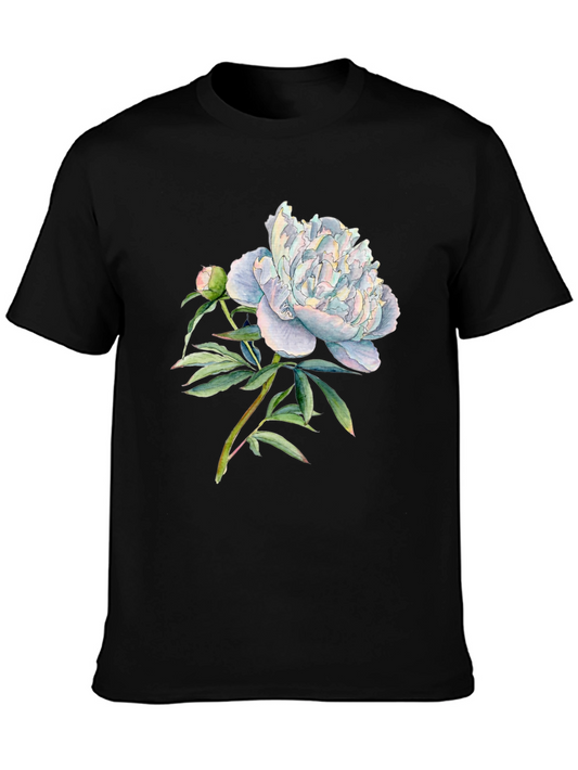 Floral Peony Graphic Black T-Shirt