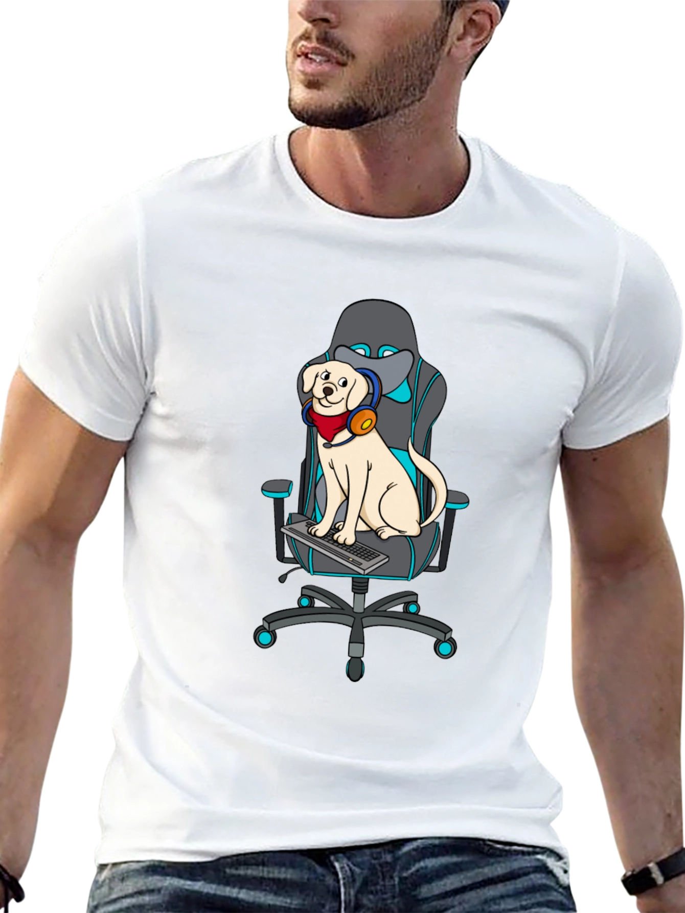 Gamer Dog T-Shirt - Labrador on Gaming Chair