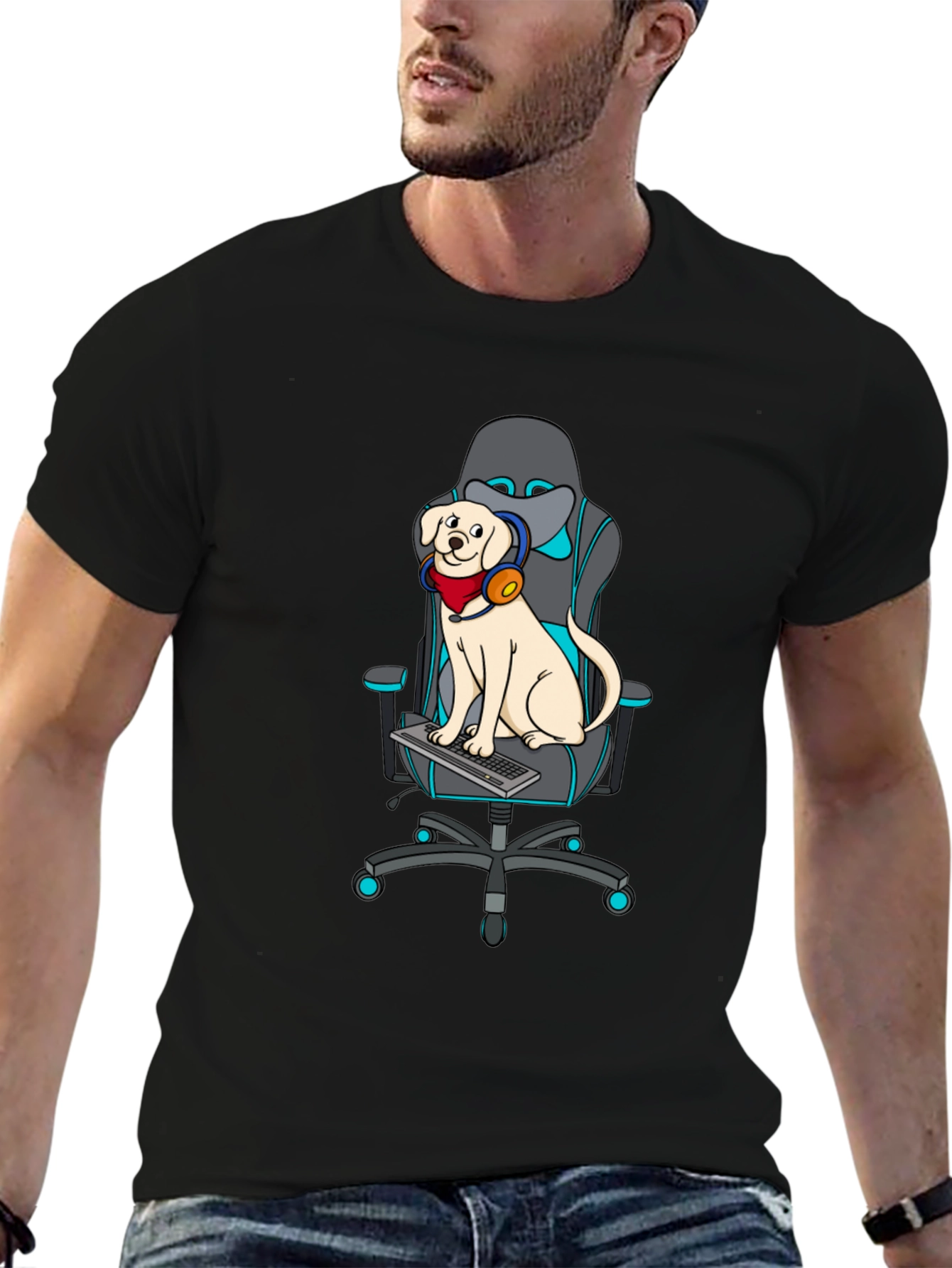Gamer Dog T-Shirt - Labrador on Gaming Chair