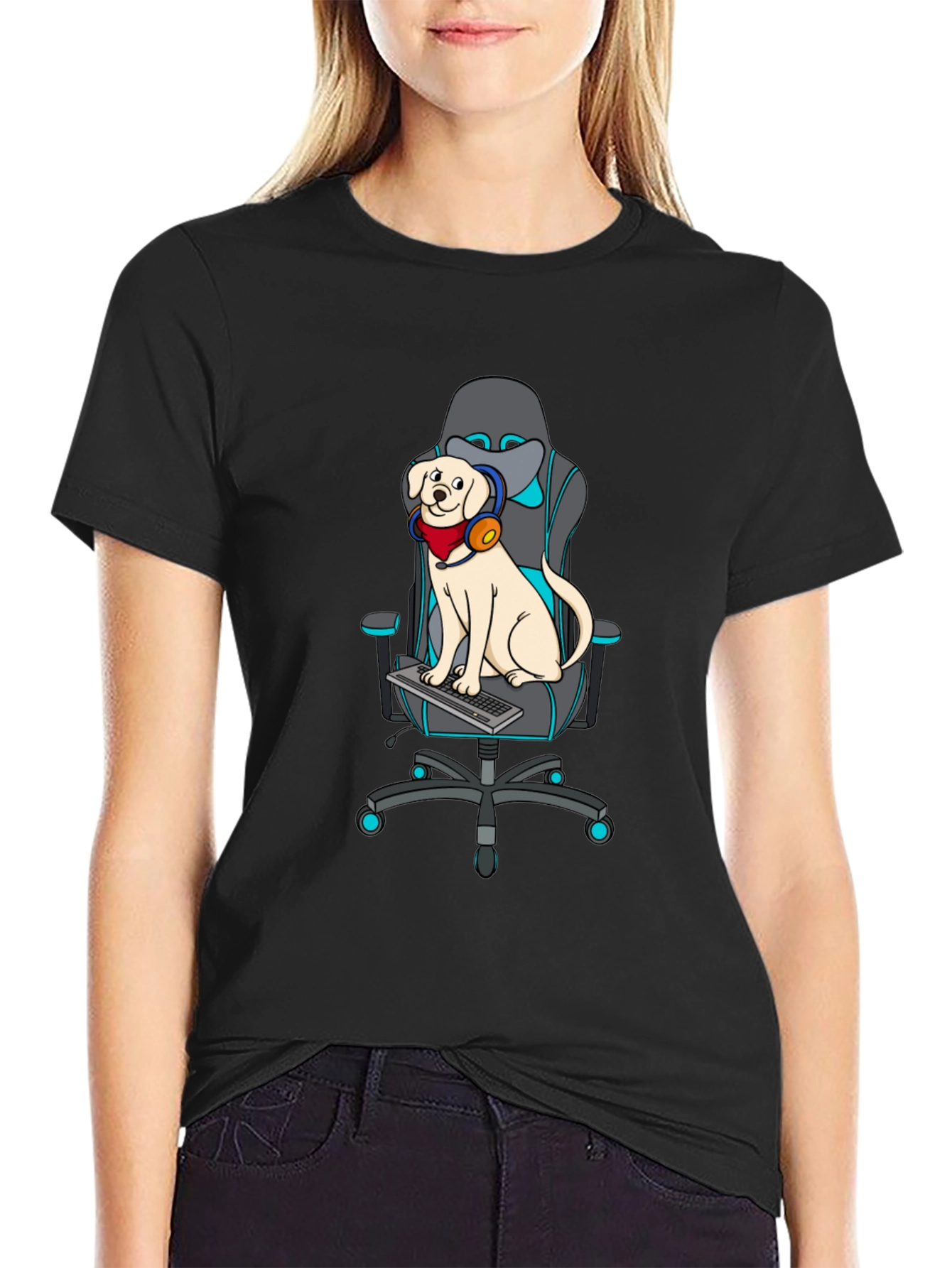 Gamer Dog T-Shirt - Labrador on Gaming Chair