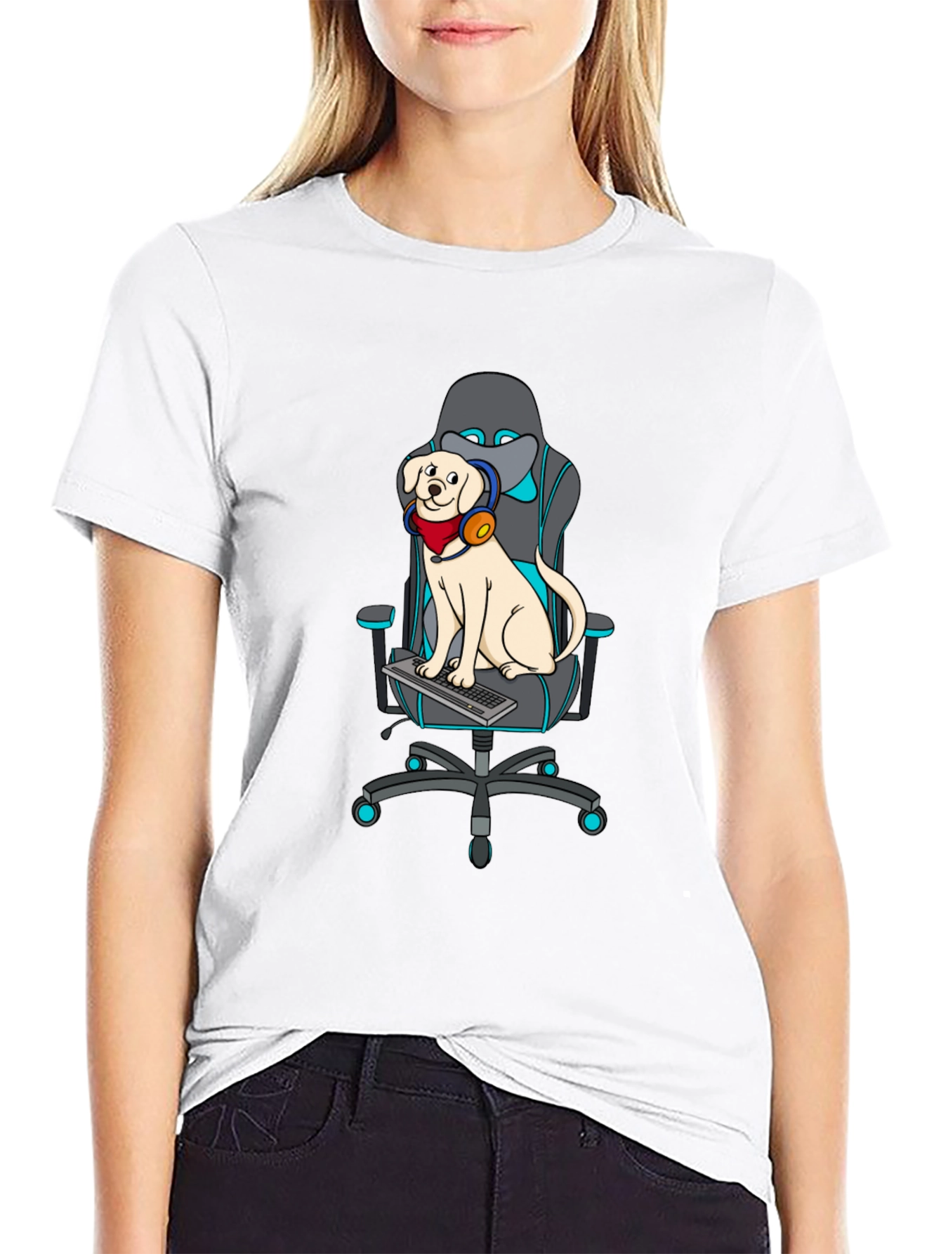 Gamer Dog T-Shirt - Labrador on Gaming Chair