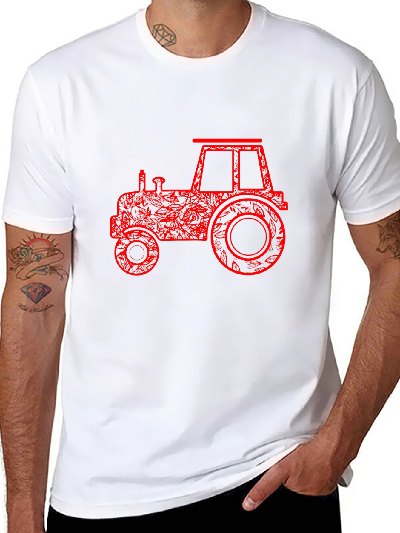 Red Tractor Graphic Black T-Shirt