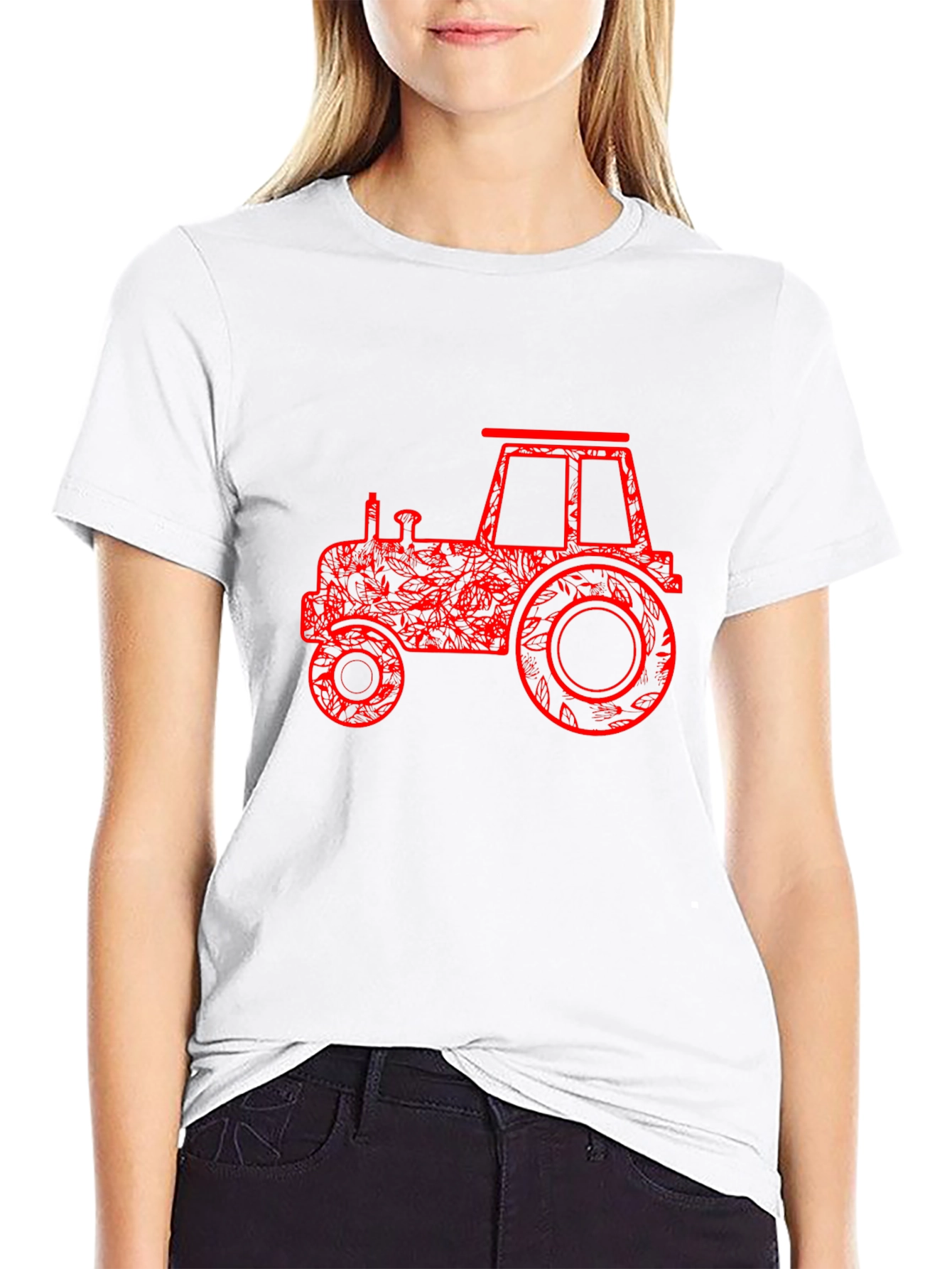 Red Tractor Graphic Black T-Shirt