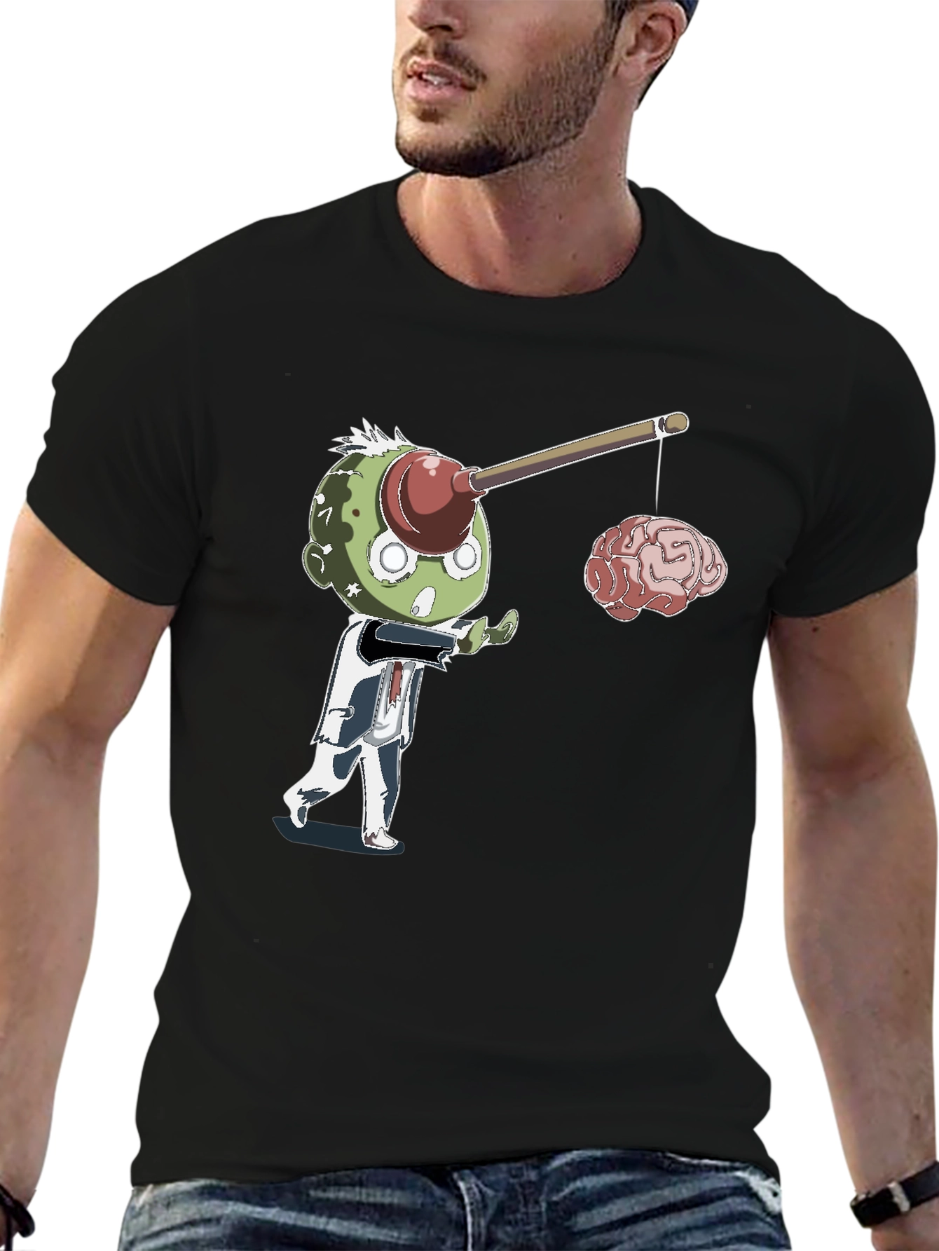 Zombie Brain Fishing T-Shirt - Funny Halloween Tee