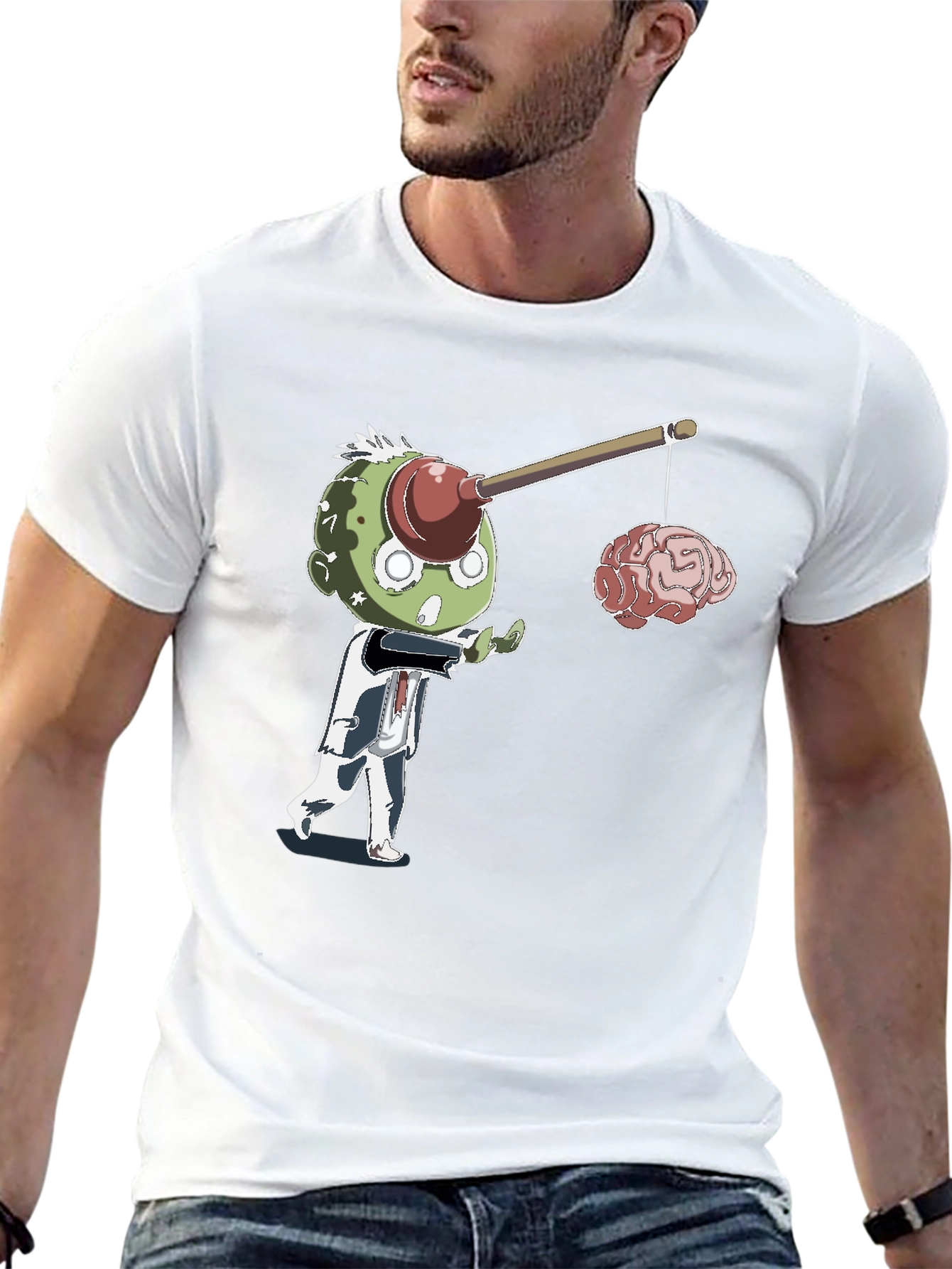 Zombie Brain Fishing T-Shirt - Funny Halloween Tee
