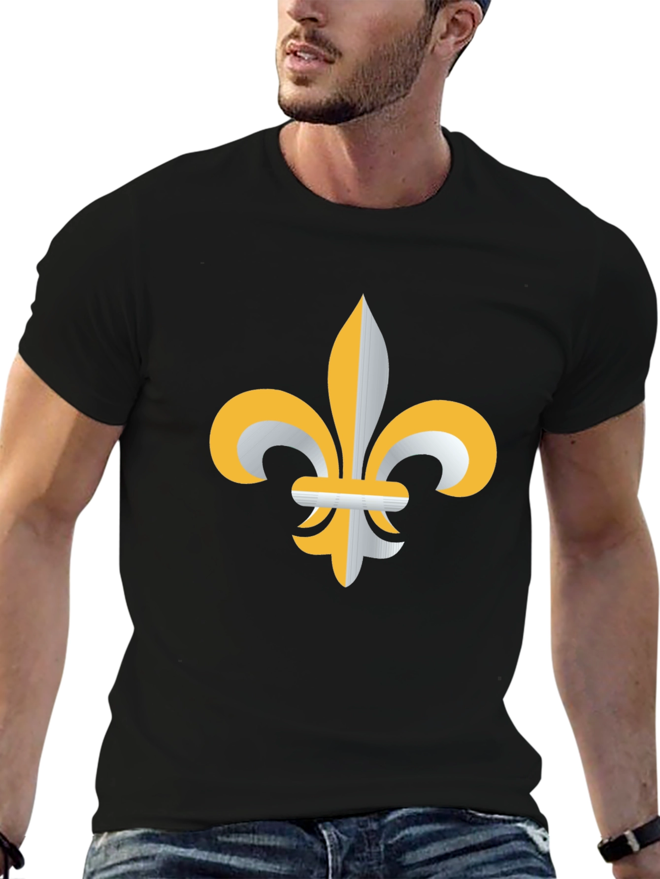 Fleur-de-lis Graphic T-Shirt - Casual Black Tee