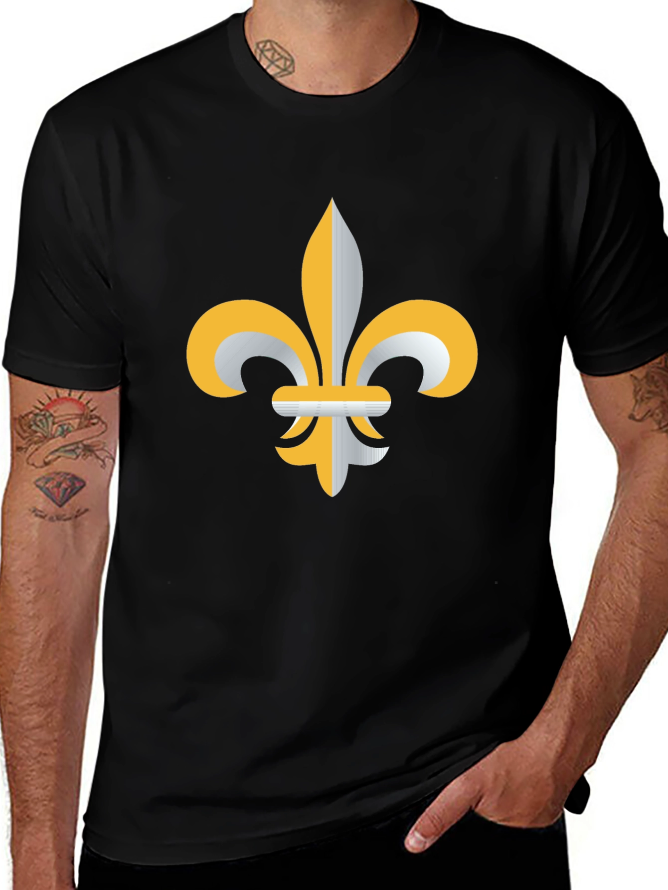Fleur-de-lis Graphic T-Shirt - Casual Black Tee
