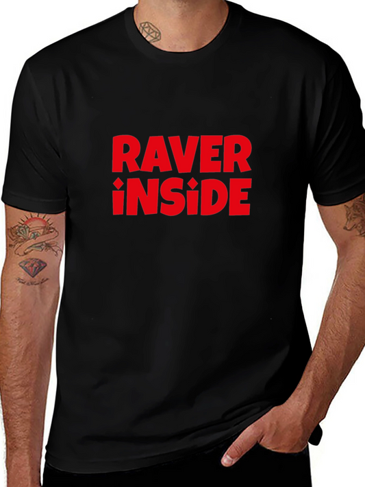 Raver Inside Graphic T-Shirt - Bold Red Design