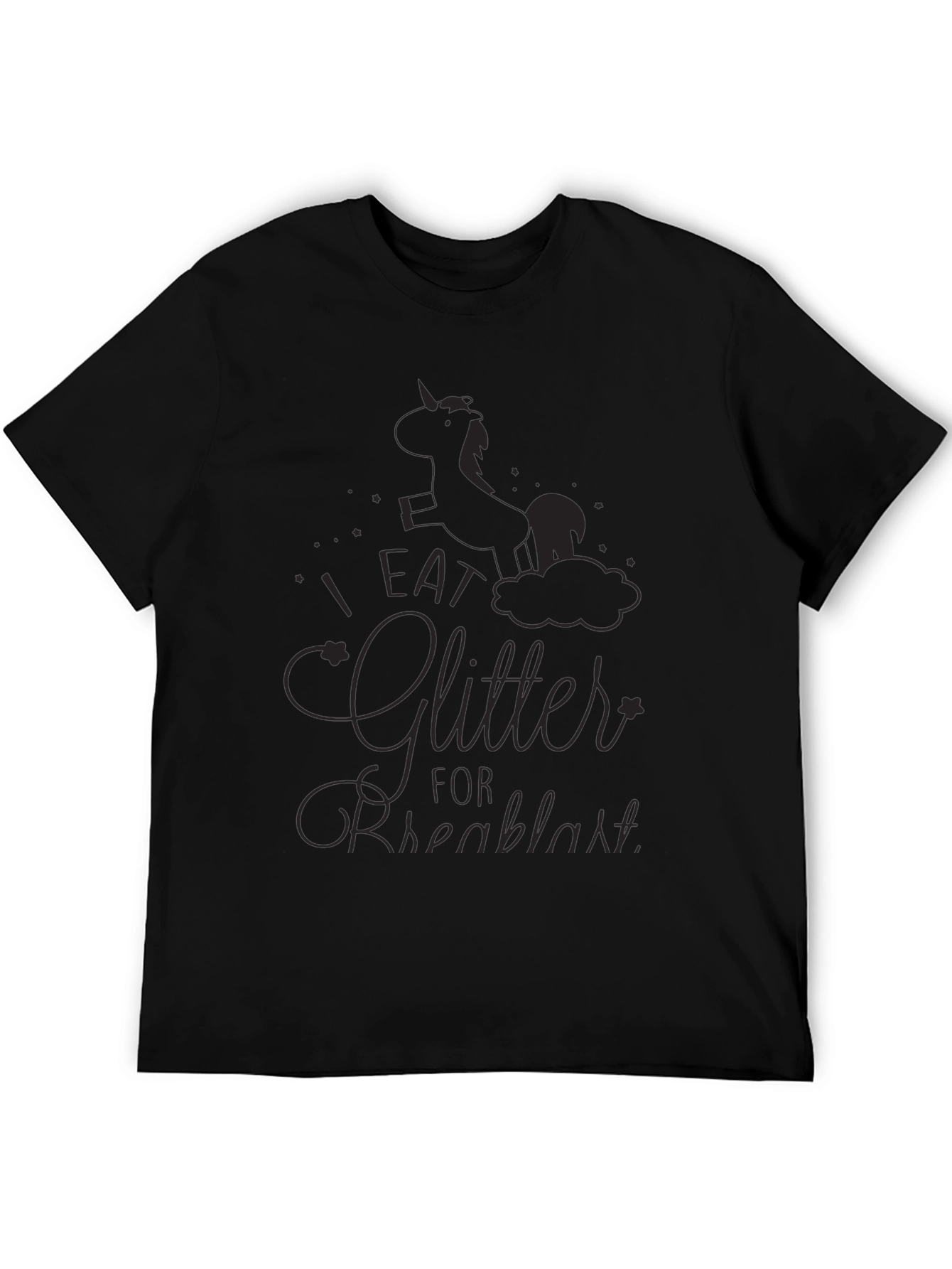 Unicorn Glitter Breakfast Black T-Shirt