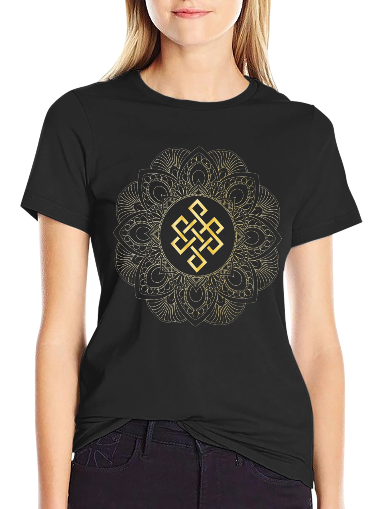 Endless Knot Mandala Black T-Shirt