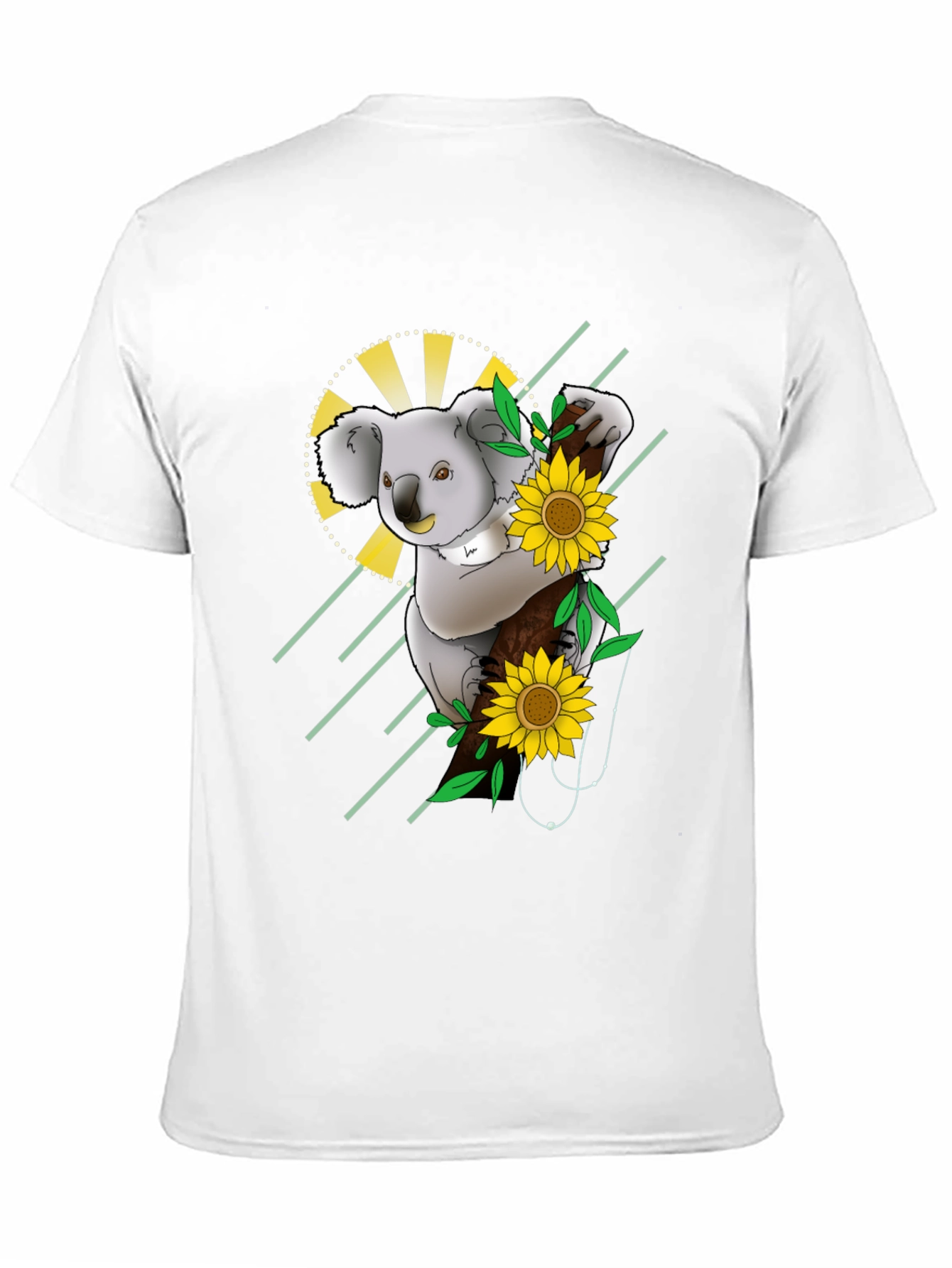 Koala & Sunflower Graphic Black T-Shirt