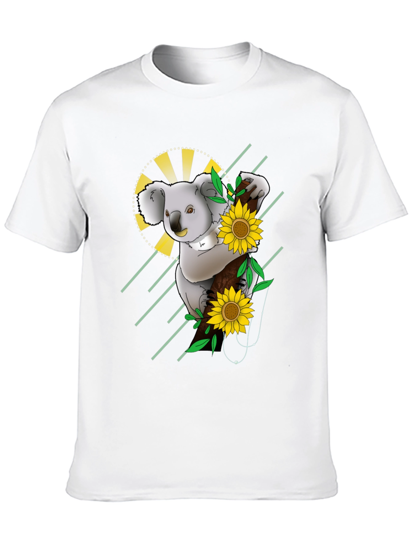 Koala & Sunflower Graphic Black T-Shirt